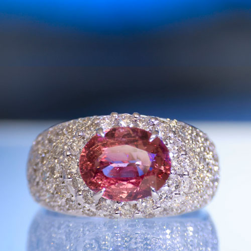 Ring Saphir Brillant 2.50 ct 1.76 ct so gross und so lebhaft pink ... TW VS  750er Weissgold 