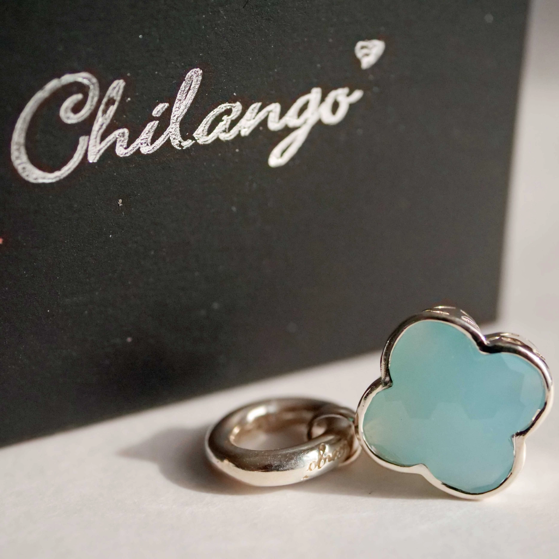 Original Chilango Calzedon Blue  Anhänger Lilly Flower 2 out of Nature 925er Silber toller Schliff