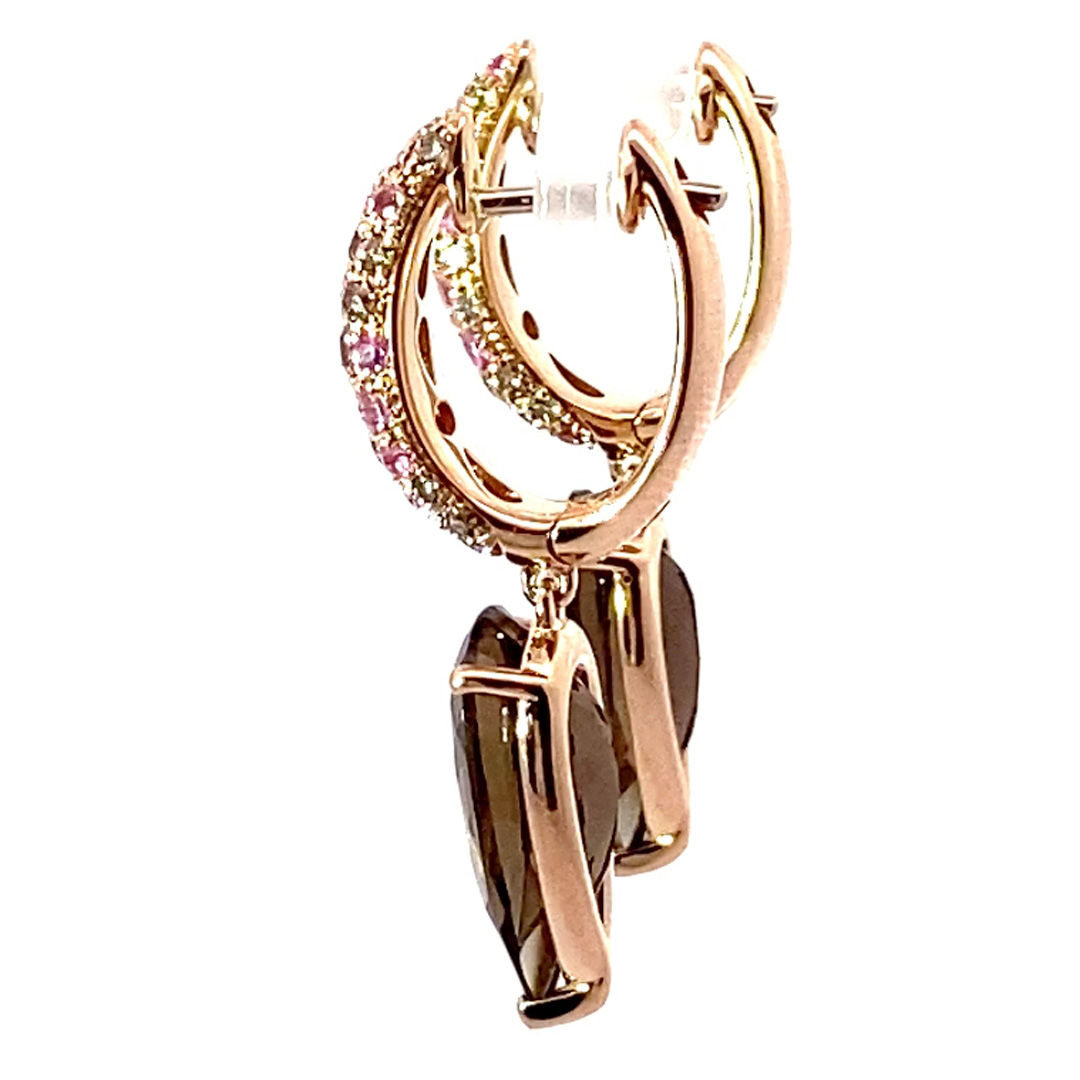 Saphir Rauchquarz Brillant Ohrhänger 750er Rosegold...edle Kombination.. in rosa und mocca 6 ct 0.51 ct 