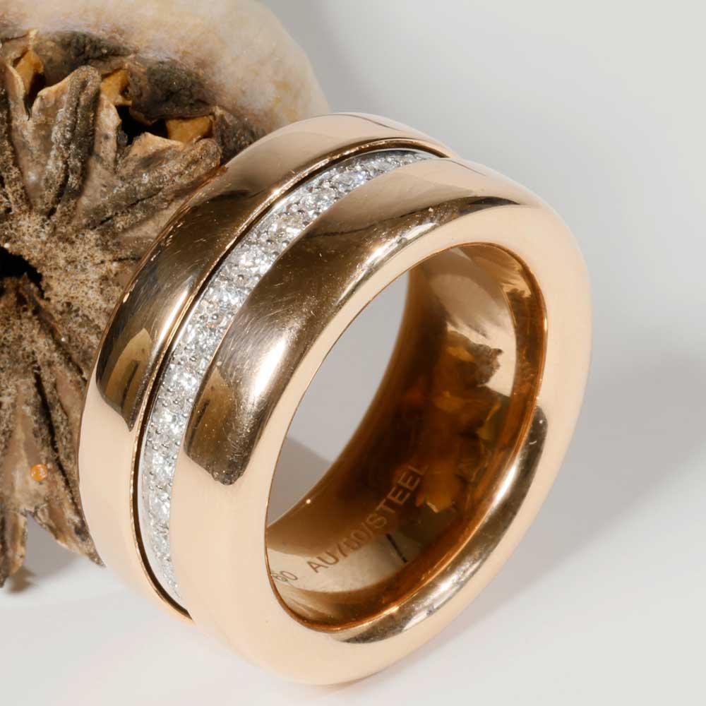 Brillant Ring Revellion von Jörg Heinz 0.68 ct TW VVS 750er Rosegold mit Edelstahl Neupreis 9990.-Euro