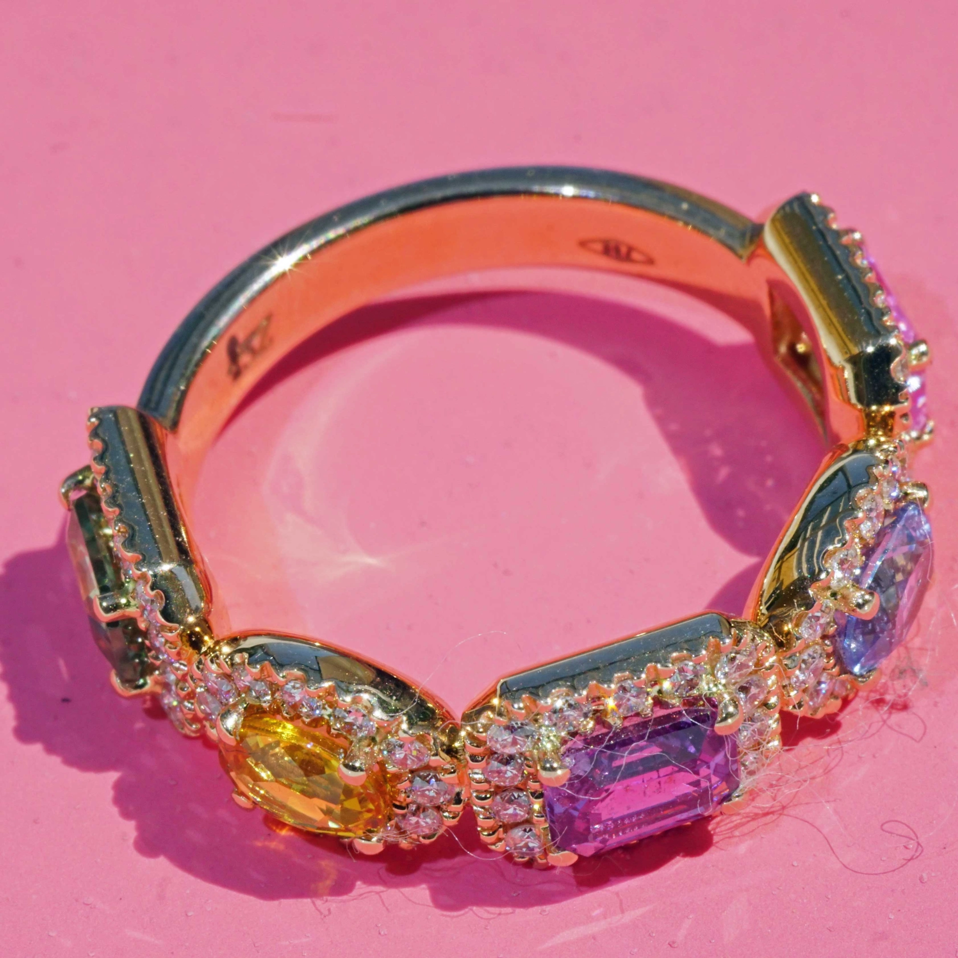 Multi Farben Saphir Brillant Ring made in Italy grandiose Farben 2.34 ct 0.55 ct 750er Rosegold