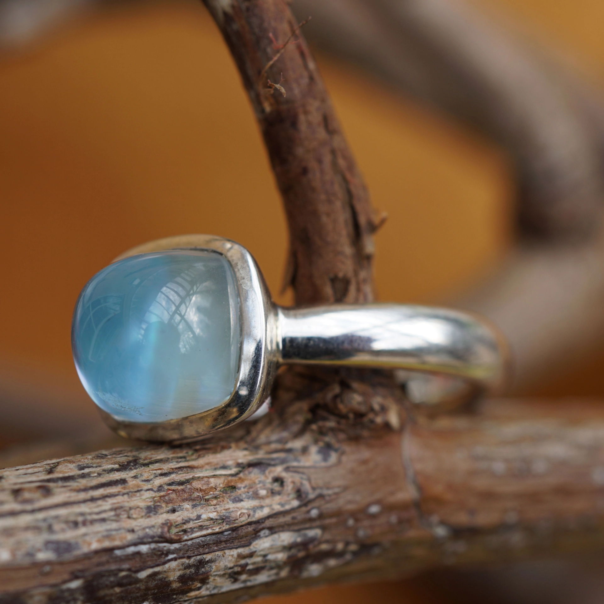 CHILANGO RING TUTENCHAMUN Blautopas mit Perlmut unterlegt  925er Silber neu mit orig. Etui massiv