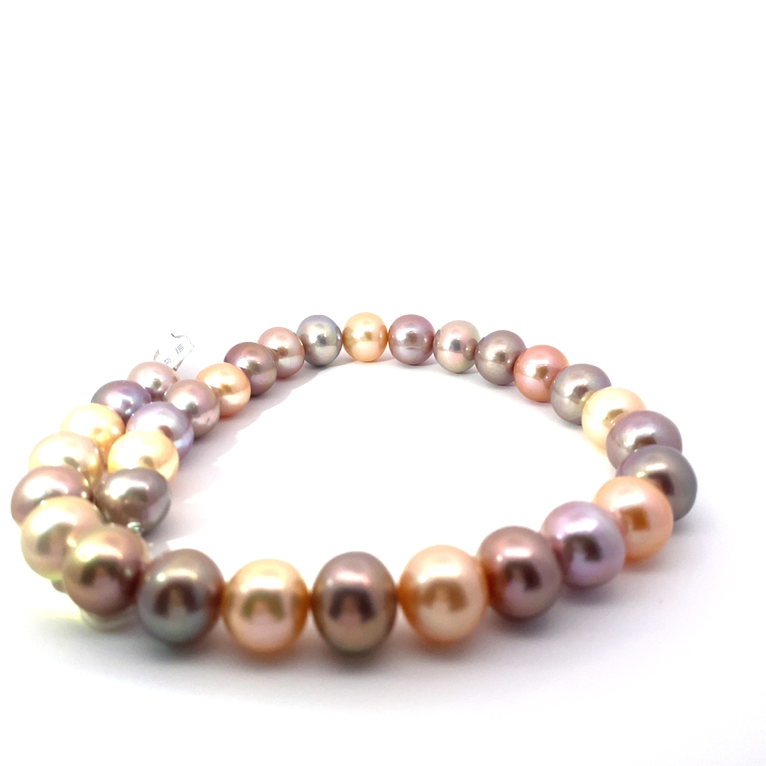 Ming Perlen Strang 8 bis 14 mm in Potato Formen 45 cm lang Multifarben toller Lüster AAAA