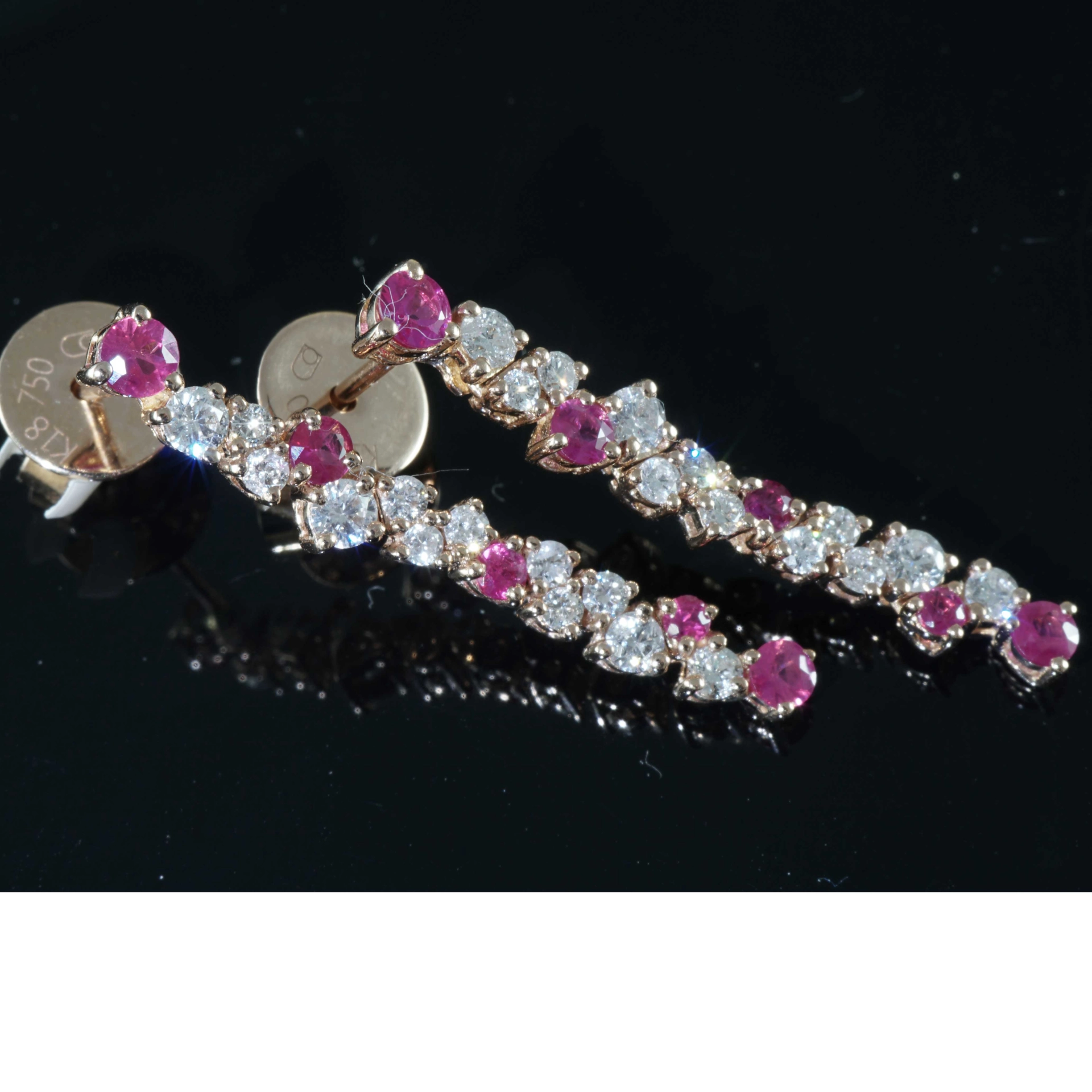 Rubin Brillant Ohrhänger 750er Rosegold 0.40 ct 0.56 ct ...unlimited Glory....tolles Design