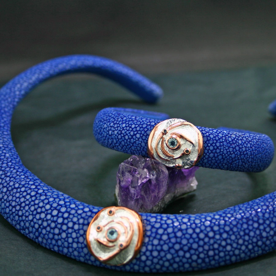 Topas-Saphir-Armreif, 925/-Silber