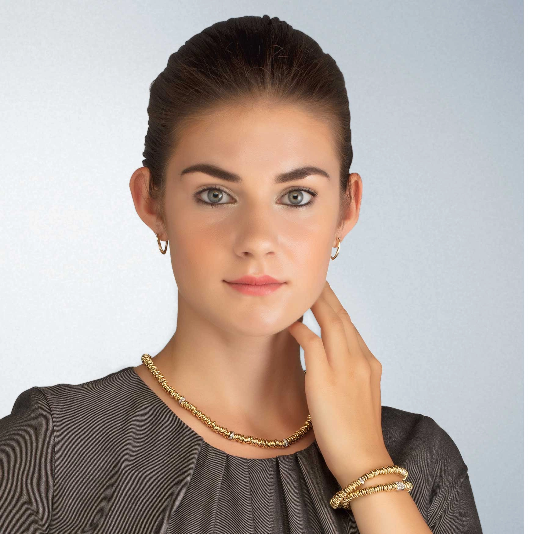 Brillant Armband LOOP Keramik schwarz facettiert 0.33 ct 750 Rosegold von Silhouette Schmuck Bentner
