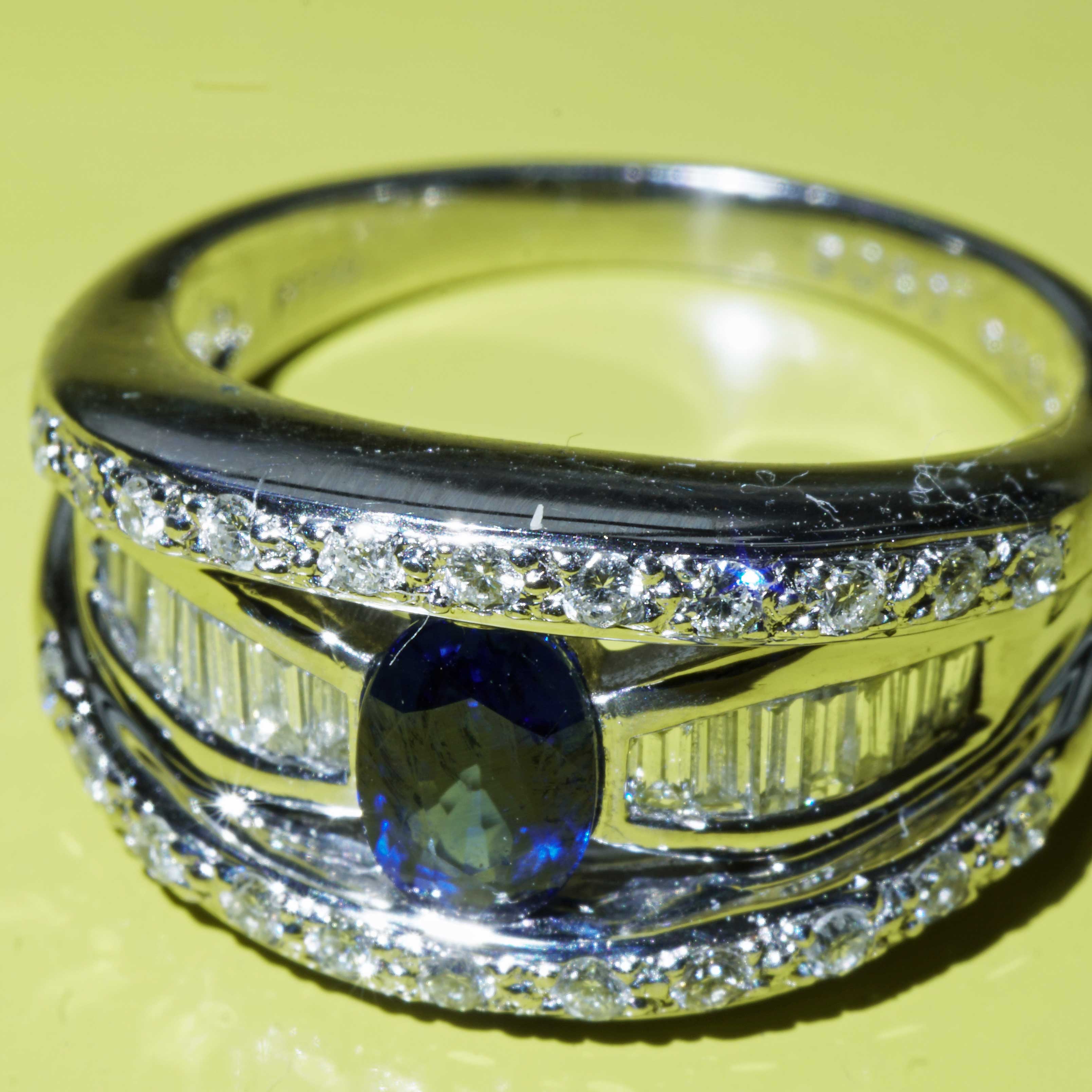 Saphir Brillant Ring 900er Platin 0.65 ct 0.50 ct feinster Saphir und Brillanten in Platin 