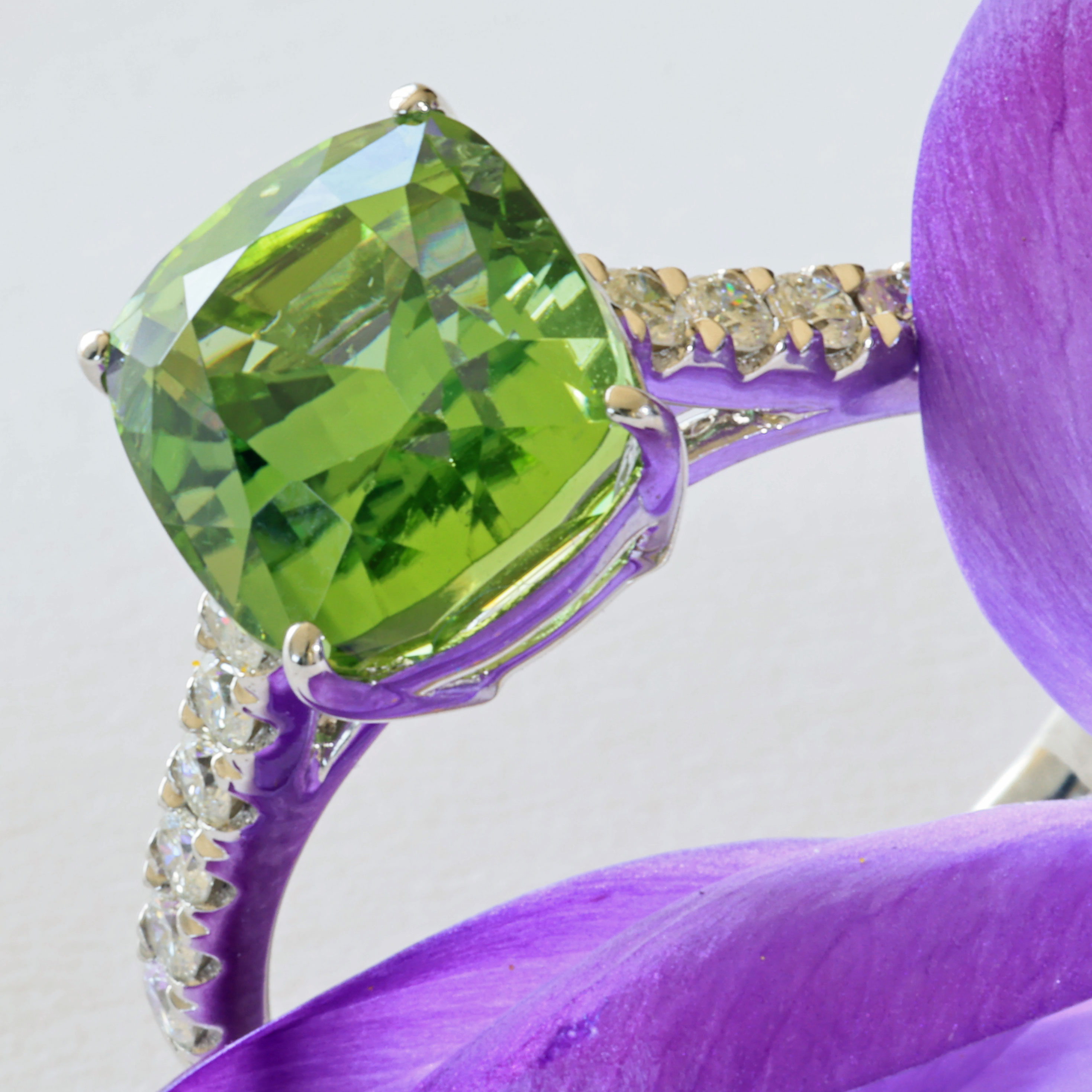 Lagun Grün-Blauer Turmalin Brillant Ring 750er Weissgold 3.90 ct 0.27 ct  Afghanistan Top Qualität