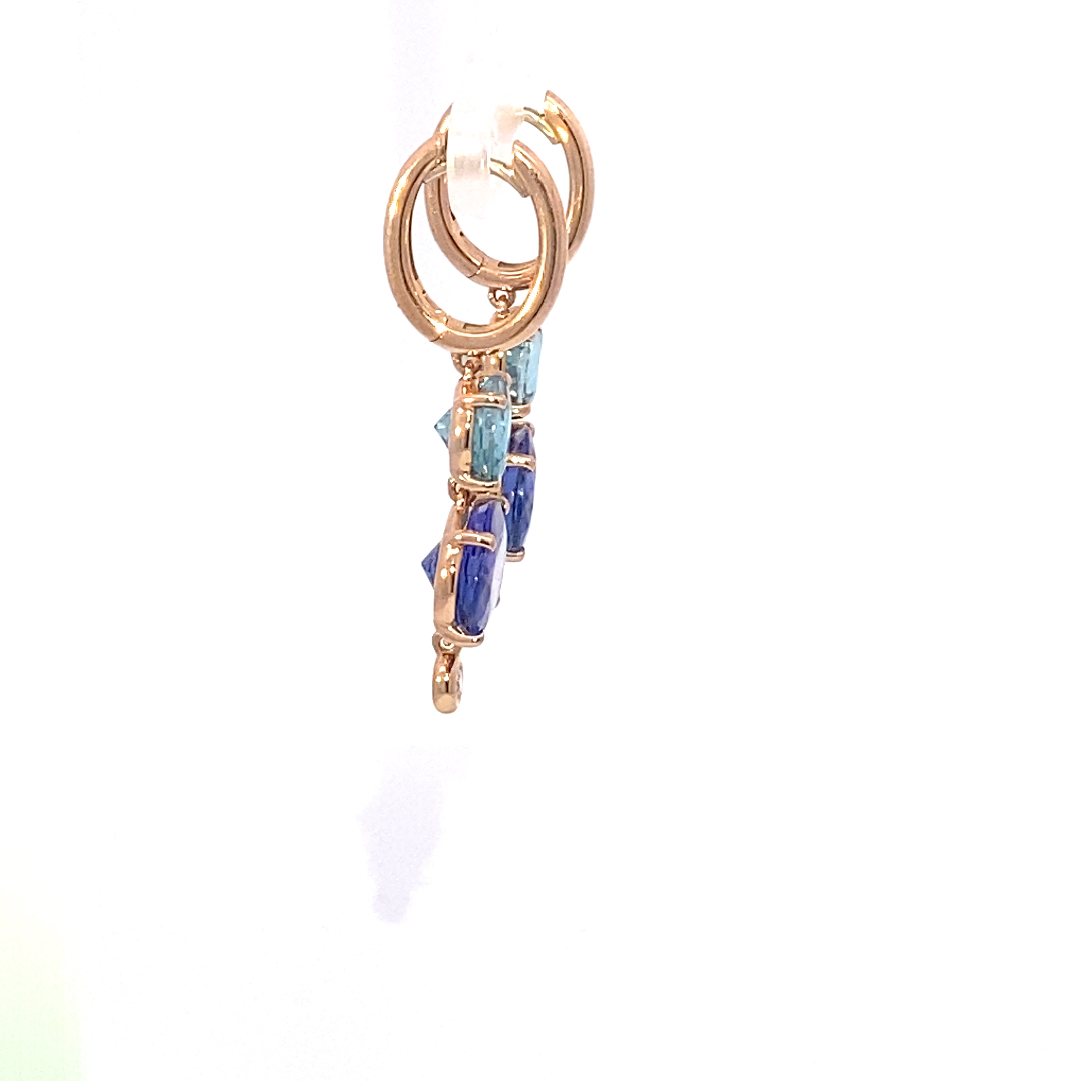 Tansanit Zirkon Brillant Ohrhänger 750er Rosegold...Knaller Farben 6.71 ct 4.84 ct 0.09 ct