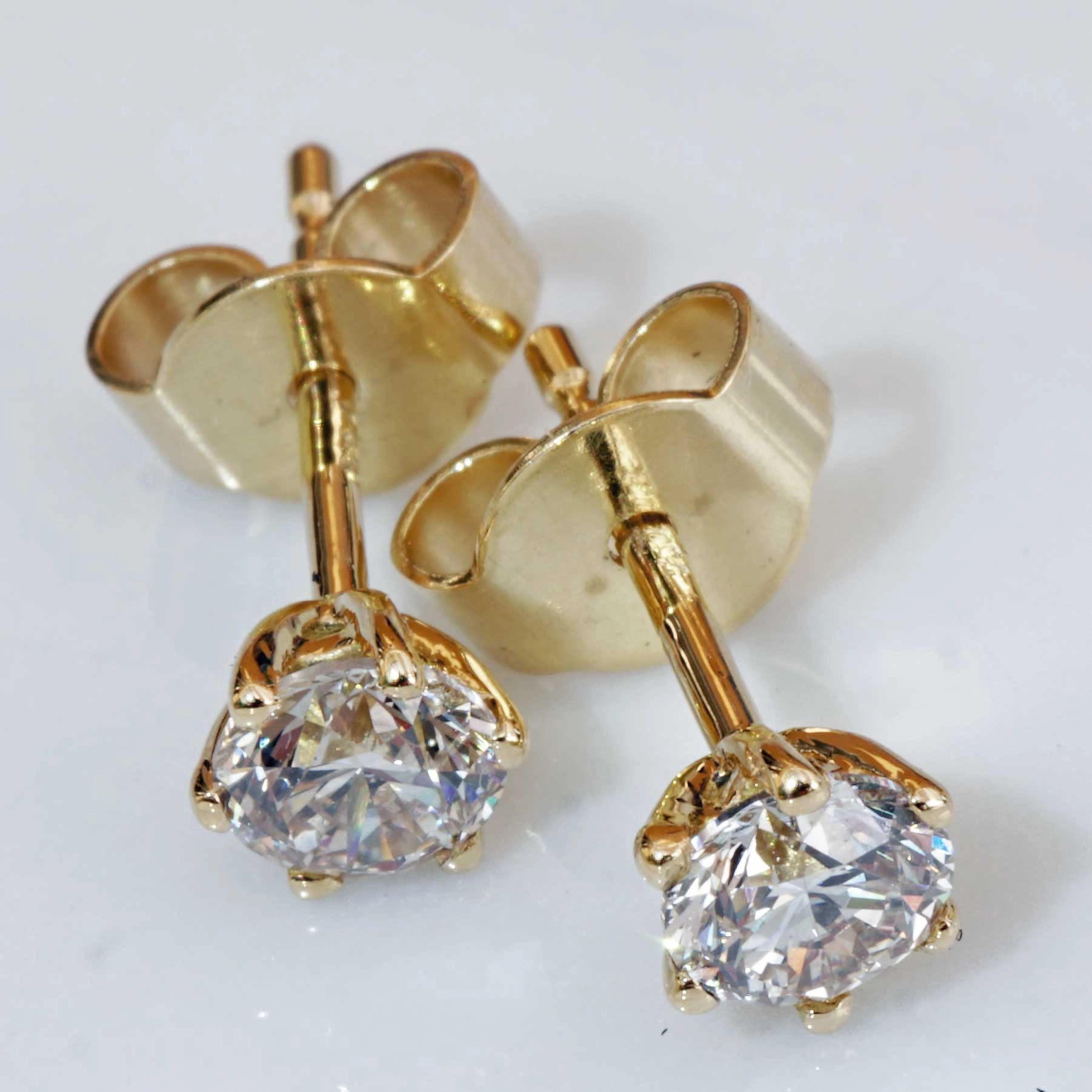 Brillant Ring Anhänger Ohrstecker 750er Gelbgold Set 1.20 ct Getönt VS Silhouette Schmuck