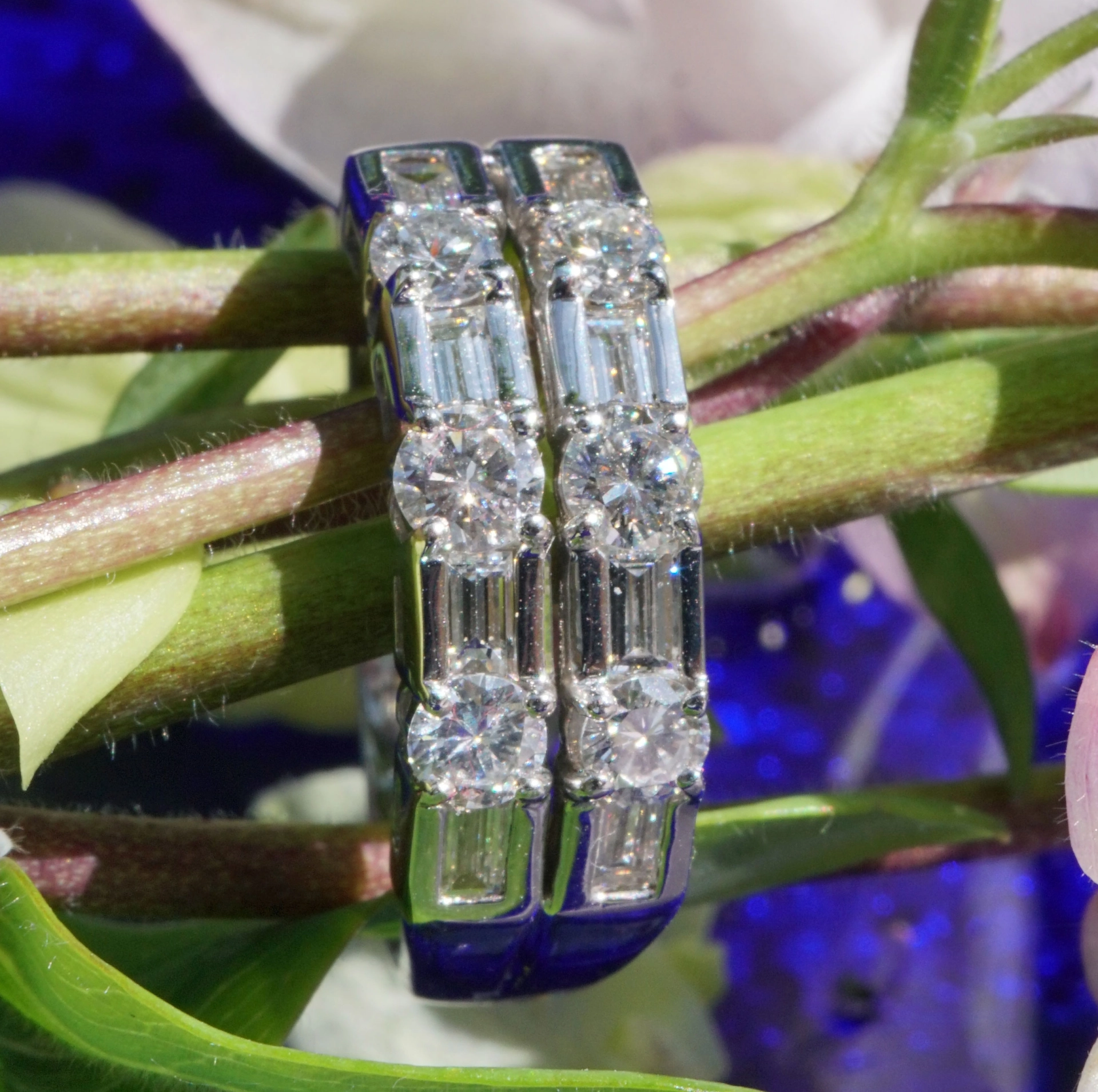 Baguette Brillant Ring 1.40 ct TW-W / VS-SI 900er Platin massive Handarbeit