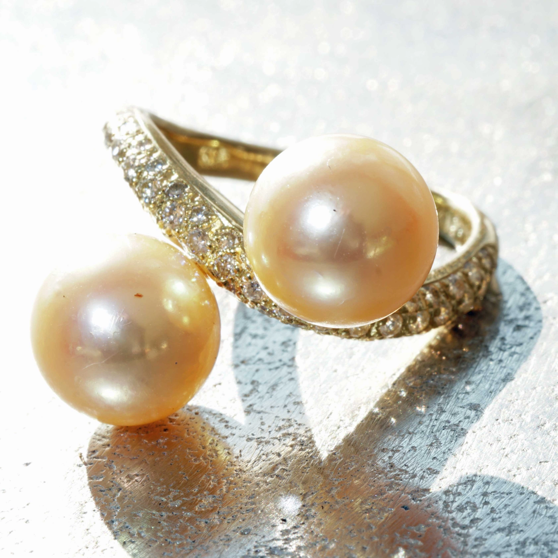 Südsee Zuchtperl Brillant Ring in 750er Gelbgold 0.51 ct 9.3/9.6 mm D. goldfarben feiner Lüster