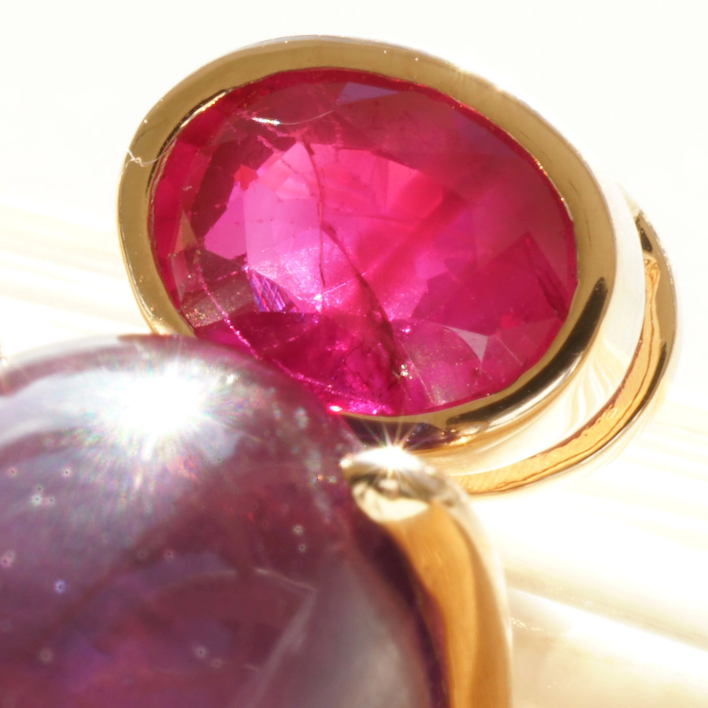 Rubin Amethyst Anhänger 750er Rosegold 1.06 ct 10.13 ct BURMA TOLLE FARBKOMBI