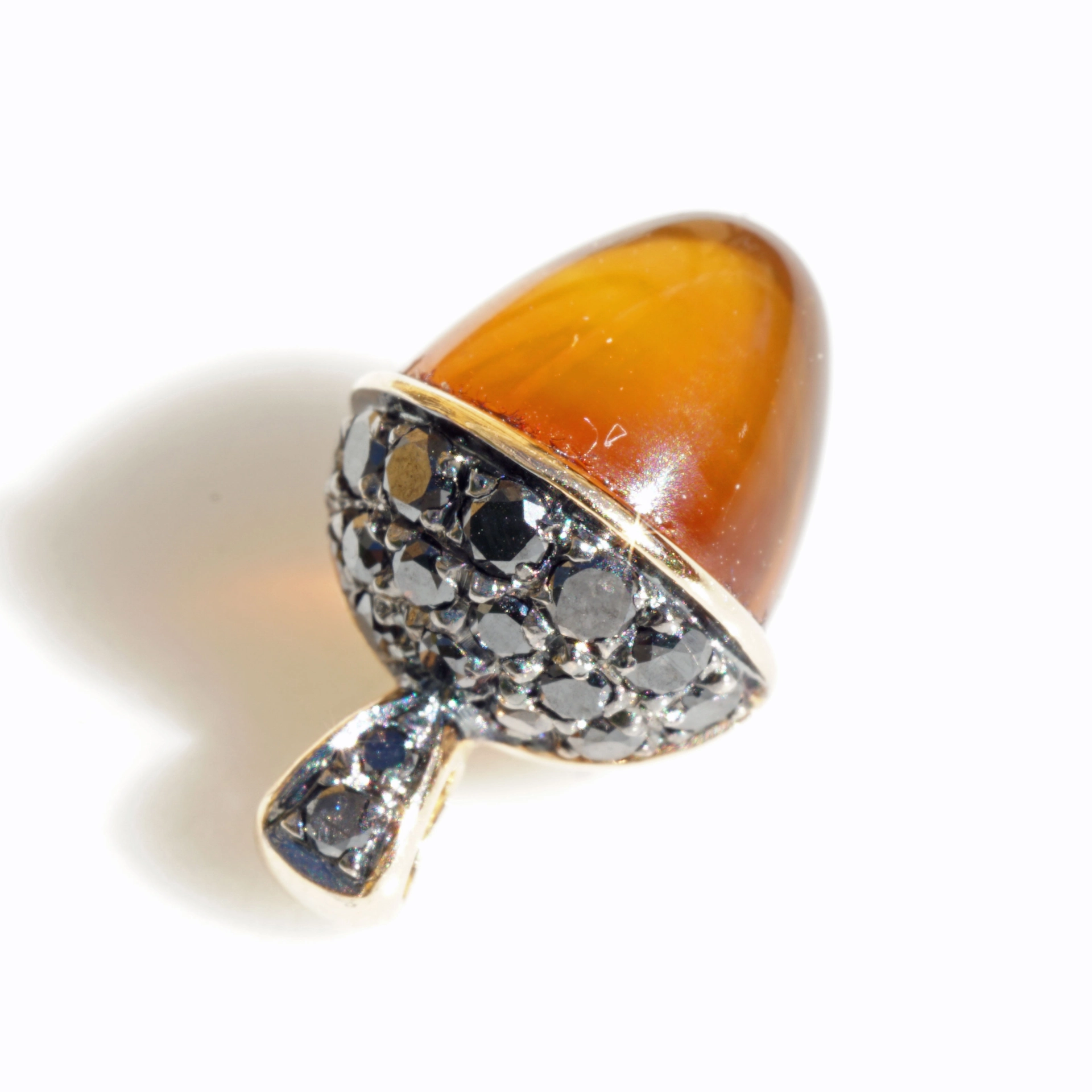 Kegel Anhänger Citrin mit schwarzen Diamanten 750er Roségold aus Traditionsgoldschmiede in Valenza