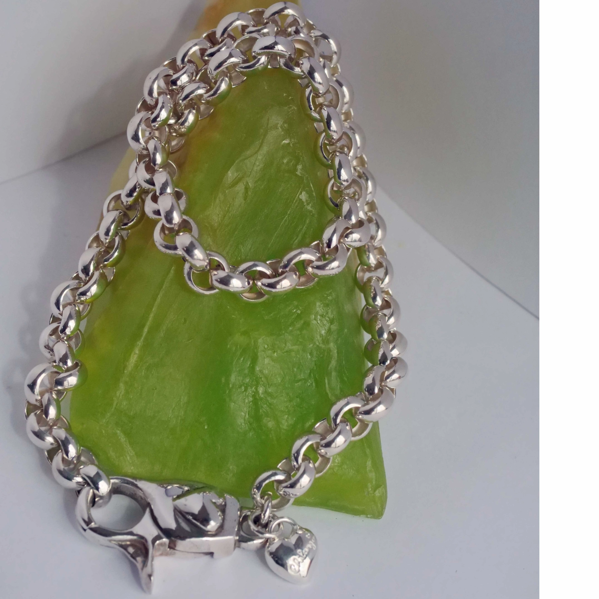 Chilango Kette Luxury short 46 cm 925er Silber 9 mm Erbskette mit special Karabinerhaken