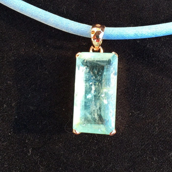 Aquamarin-Anhänger-Silber/rosevergoldet