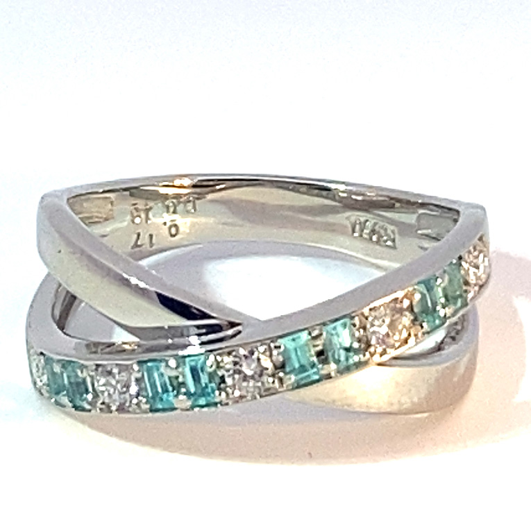 TOP Selection Paraiba Brillant Ring 0.17 ct 0.16ct 950er Platin mit besonders reinen Edelsteinen