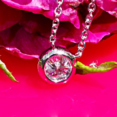 Brillant Collier rund 0.50 ct D hochfeines weiss SI1 5.09 - 5.15 x 3.05 mm GIA Gutachten 750er Weiss