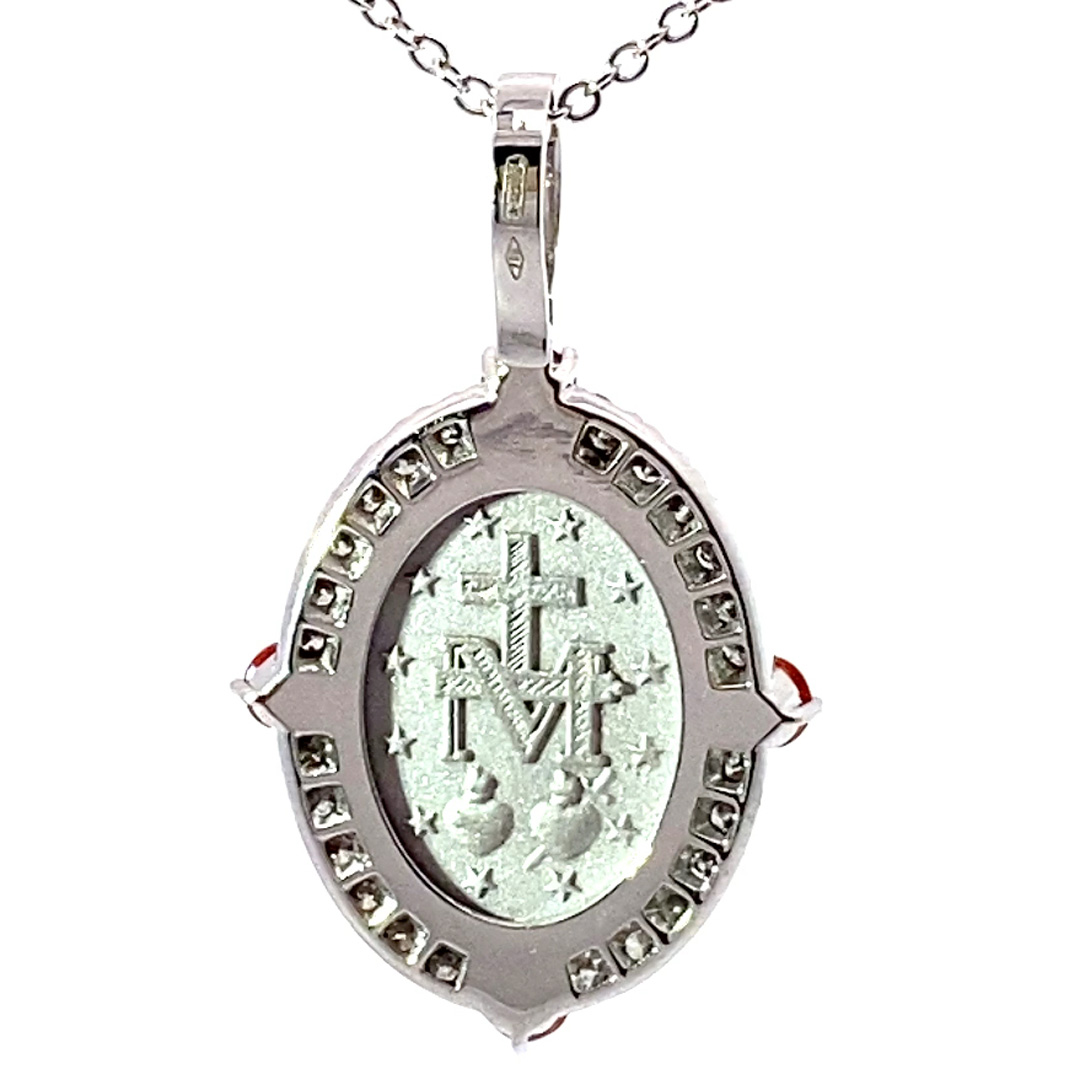 Saphir Brillant Madonnen Anhänger 750er Weissgold m. Kette 33 x 20 mm...so stylish 