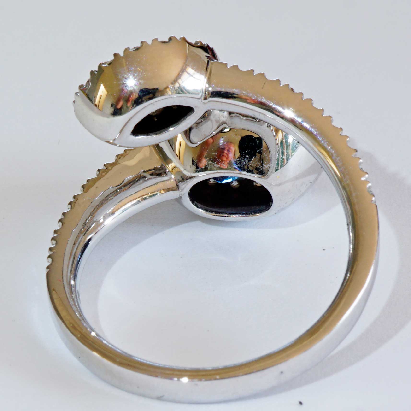 Tansanit Brillant Ring 750er Weissgold 3.32 ct  1.06 ct TW / VS raffiniertes Twin Design so toll getragen