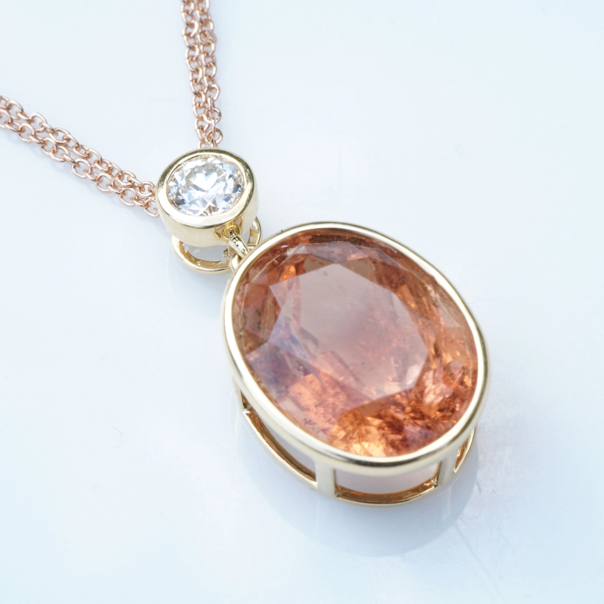Turmalin Altschliffbrillant Anhänger 750er Gelbgold 0.28 ct 6.12 ct....coole Farbe flamingo