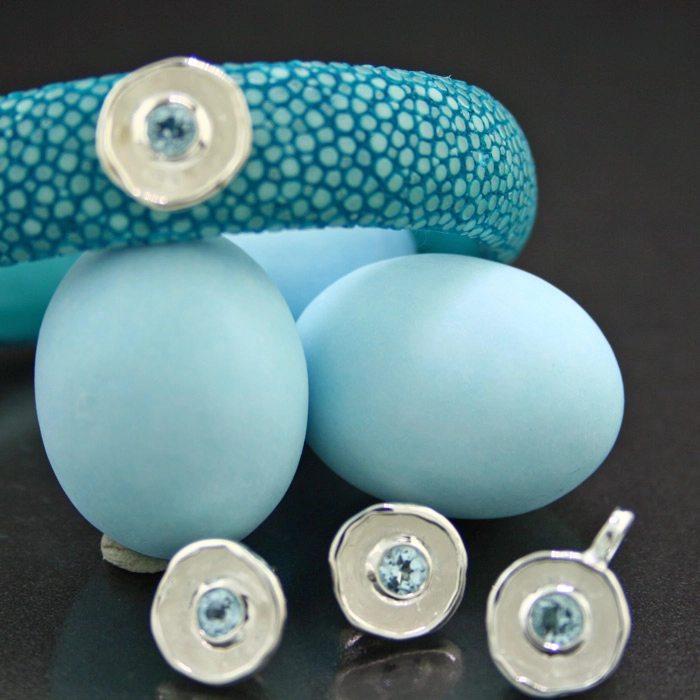 Topas-Rochenleder-Armreif, 925/-Silber