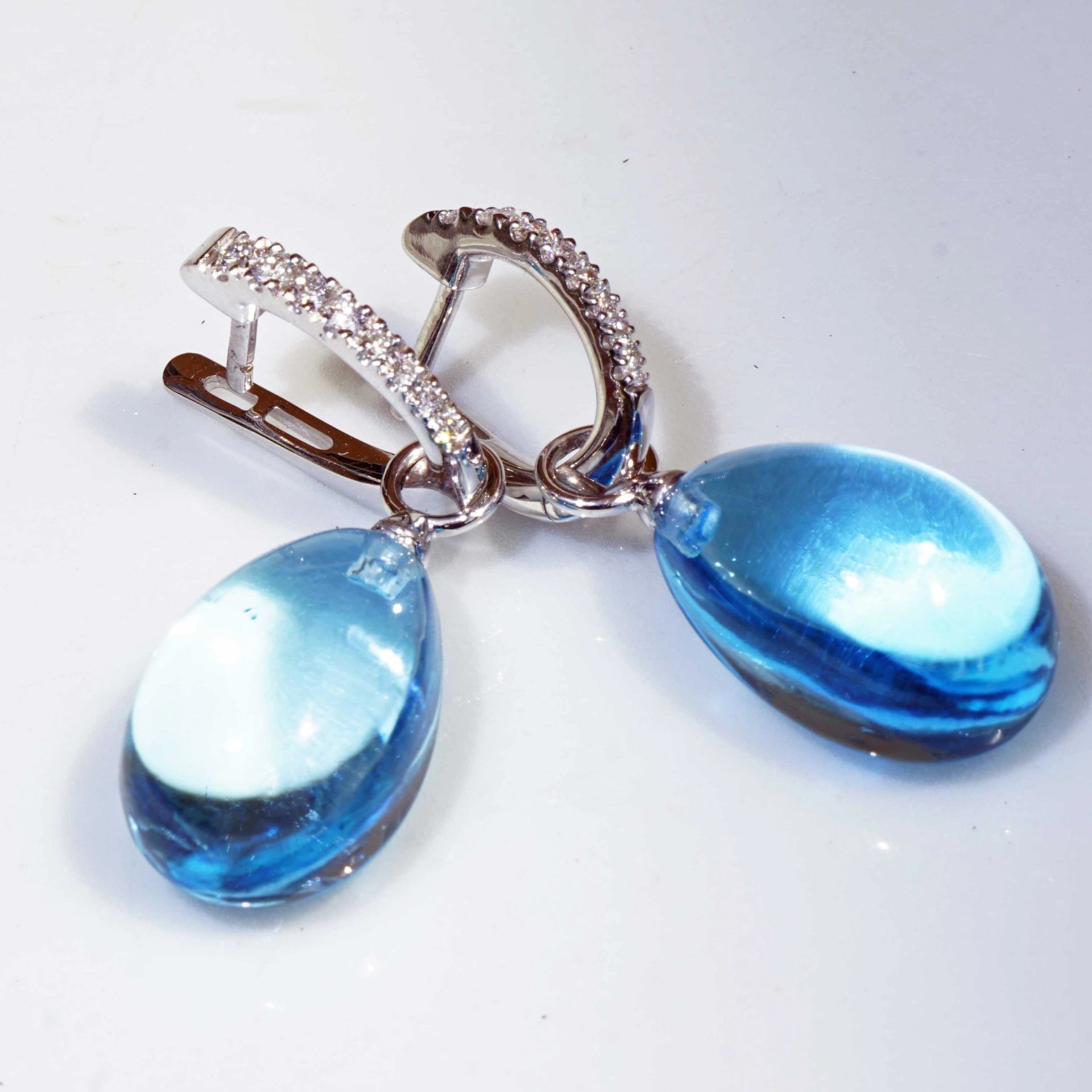 Blautopas Brillant Ohrhänger 750er Weissgold aushängbar made in Italy...so hochwertig
