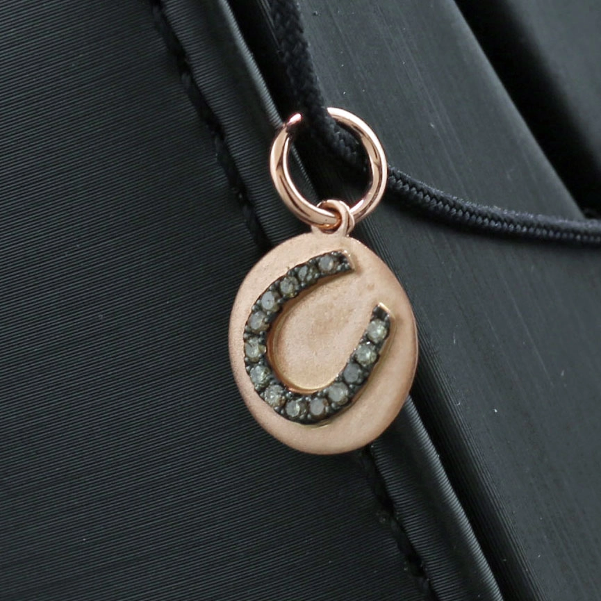 Brillant Anhänger in 750er Rosegold Hufeisen 0.10 ct braune Diamanten
