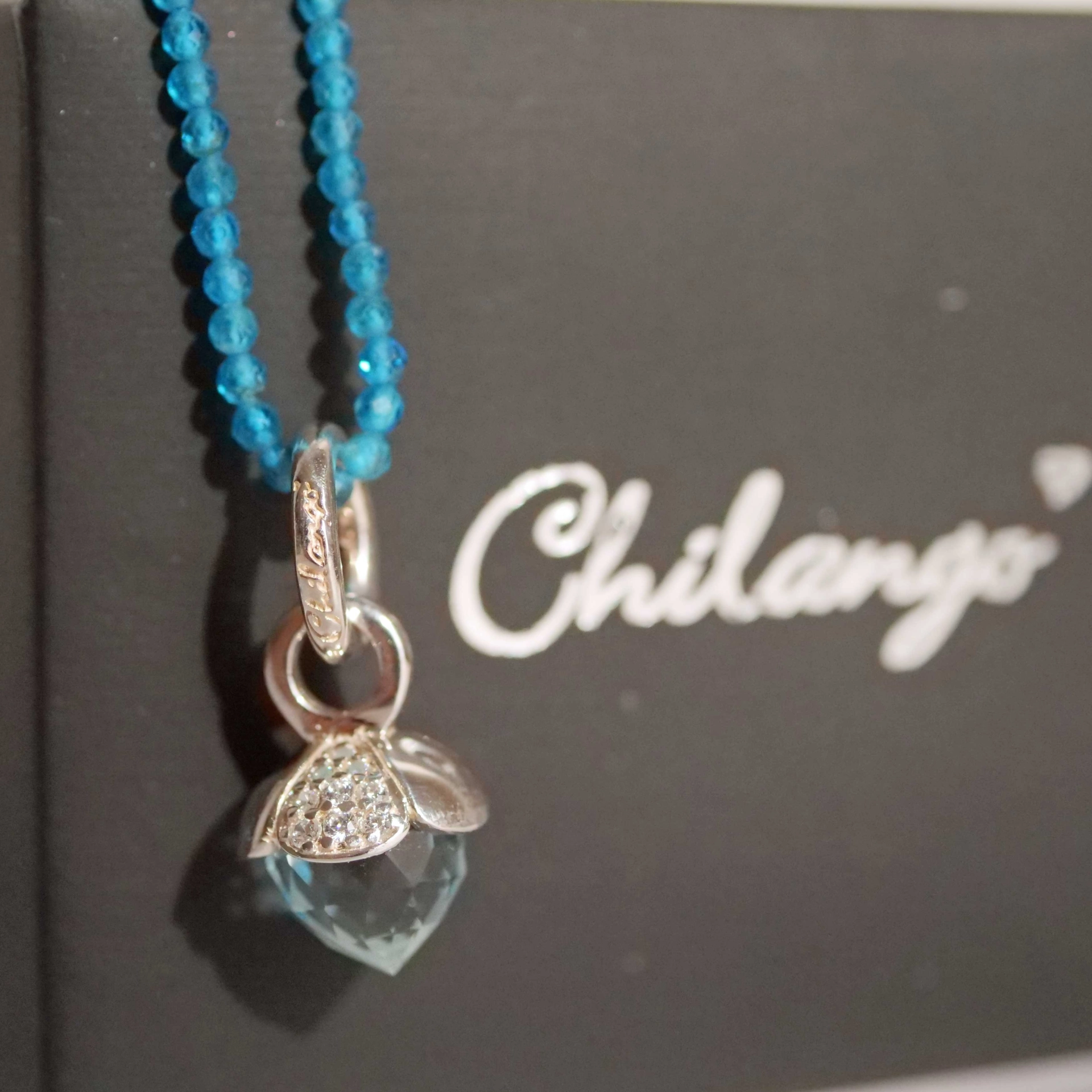 Original Chilango Anhänger 4 Leaves Out of Nature Sky Topaz white Circonia 925er Silber