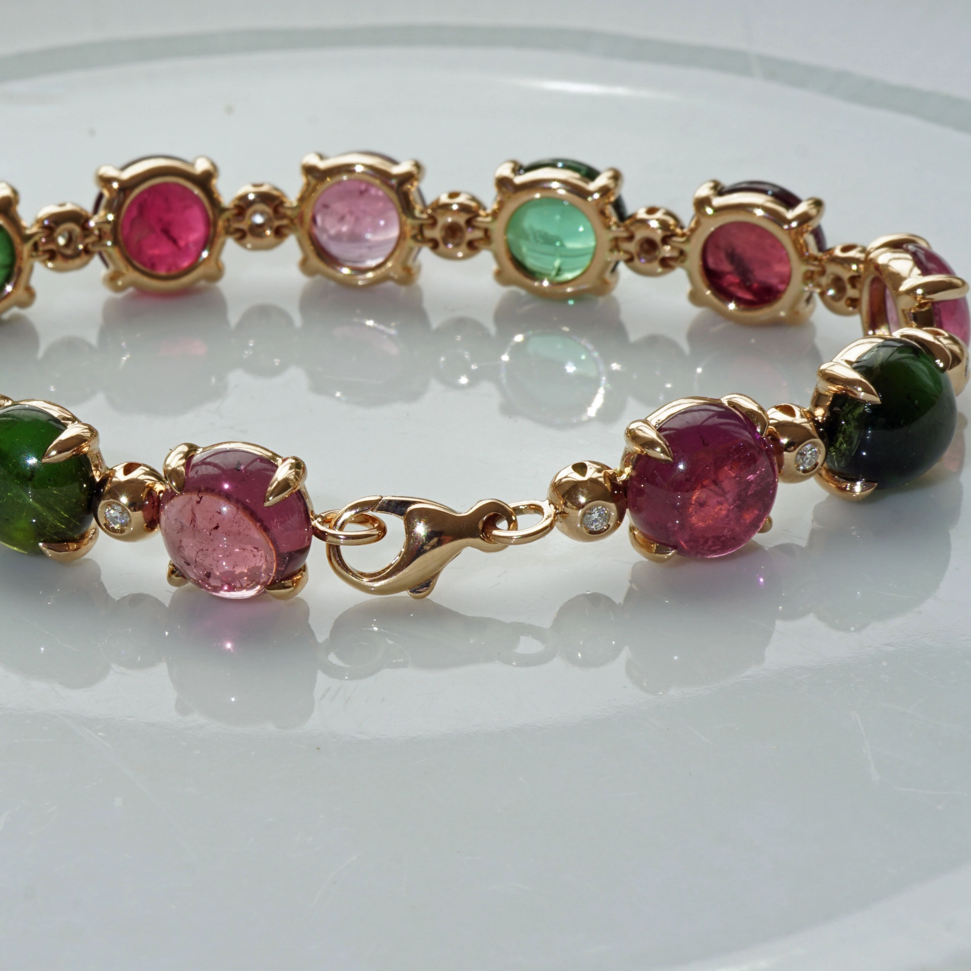 Turmalin Brillant Armband 750er Rosegold 49.62 ct 0.26 ct Exclusiv Edition Valenza multicolor