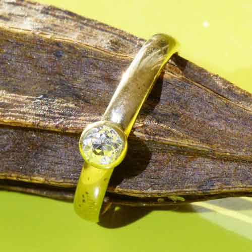 Altschliff Brillant Ring 585er Gelbgold 0.20 ct W VS-SI modern gefasst