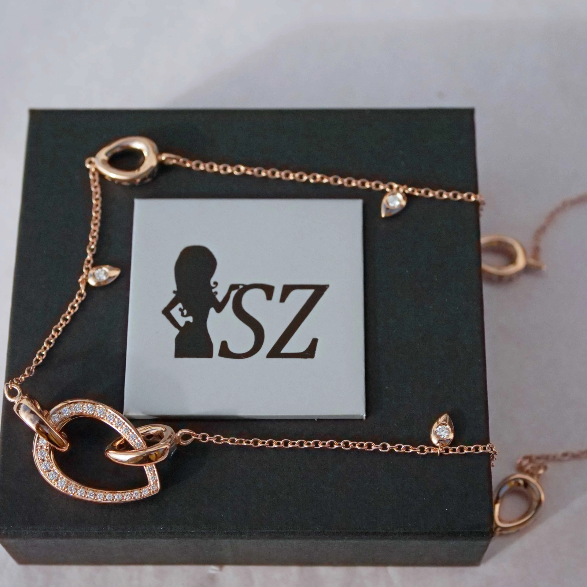 Brillant Collier 750er Rosegold 0.71 ct TW VS ...Bella Italia...hochwertige moderne Kette in 74 cm