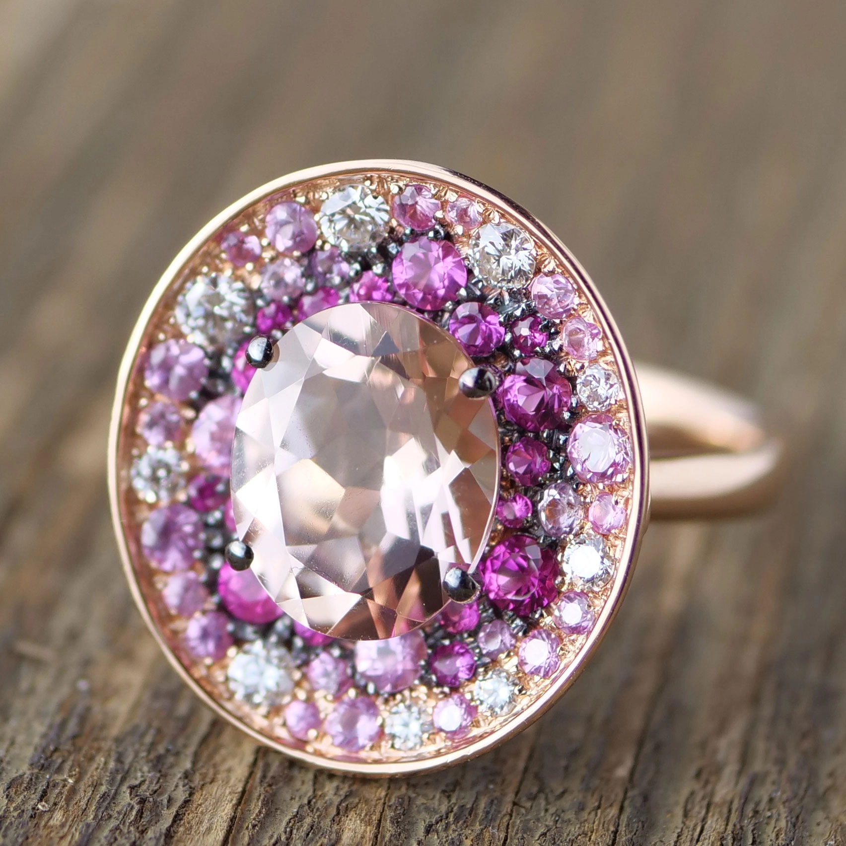 Morganit Saphir Brillant Ring 750er Rosegold.....Power of Love....mystische Farben