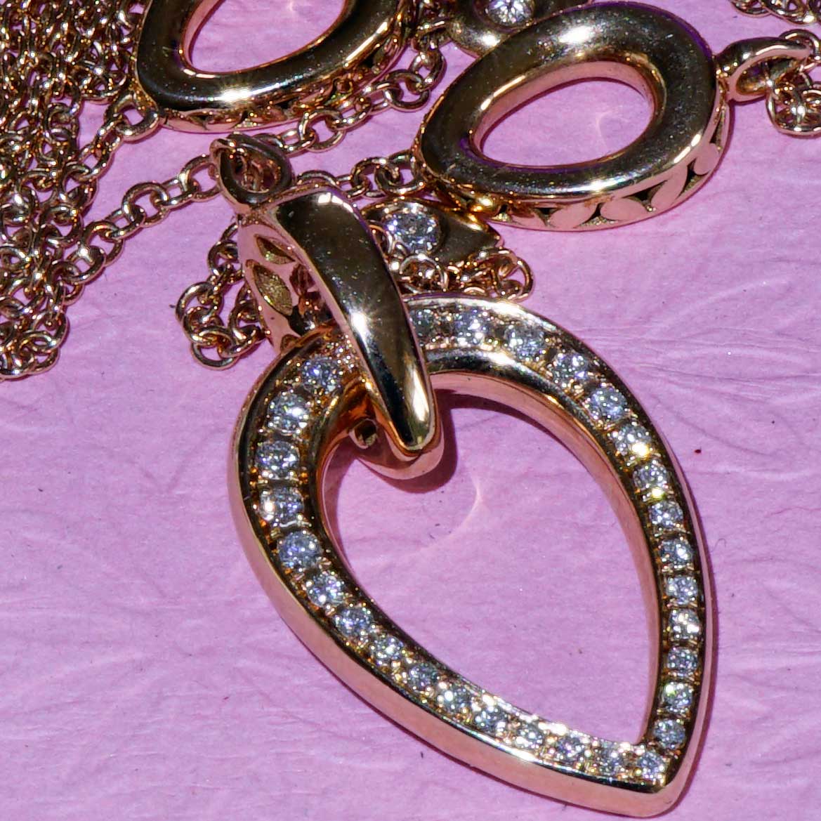 Brillant Collier 750er Rosegold 0.71 ct TW VS ...Bella Italia...hochwertige moderne Kette in 74 cm