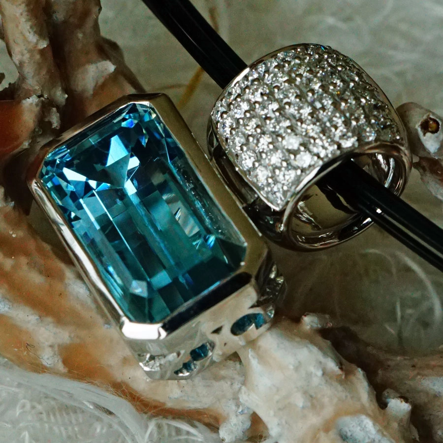 Aquamarin Brillant Anhänger 750er Weißgold 5.77 ct