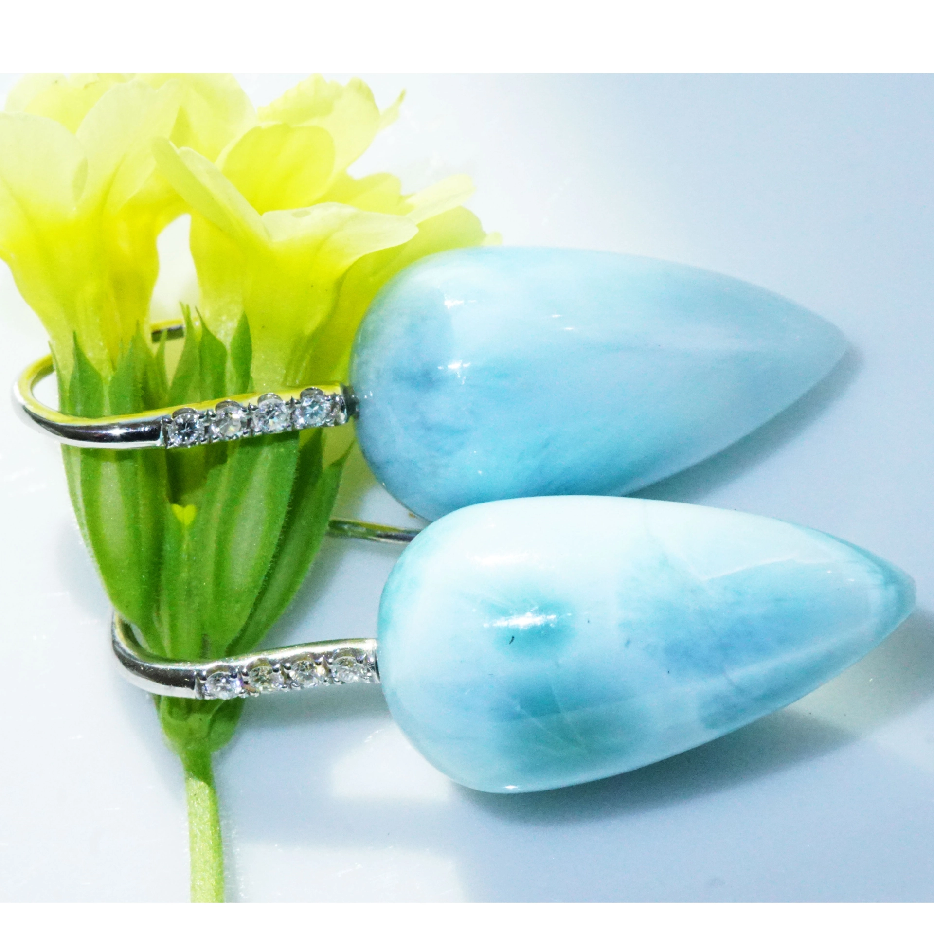 Larimar Brillant Ohrhänger 750er Weissgold...Karibik Feeling