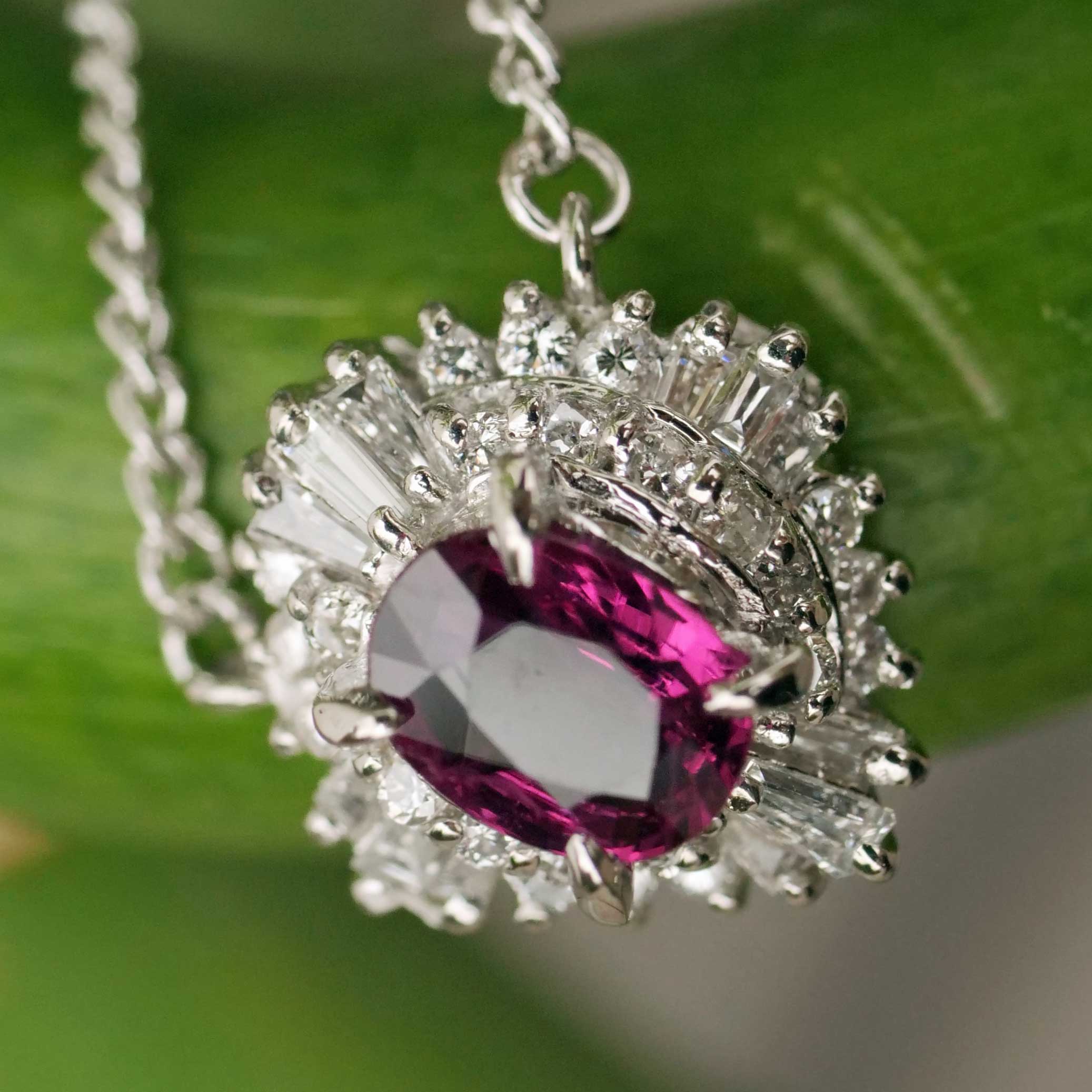 Rubin Solitär Brillant Petit Collier 0.46 1.27 ct 850er Platin TOP Qualität 