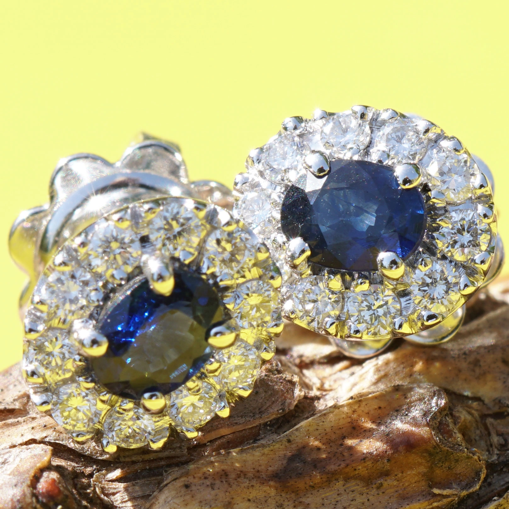 Saphir Brillant Ohrstecker liebevoll angefertigt in Italien 750er Weissgold....Buongiorno