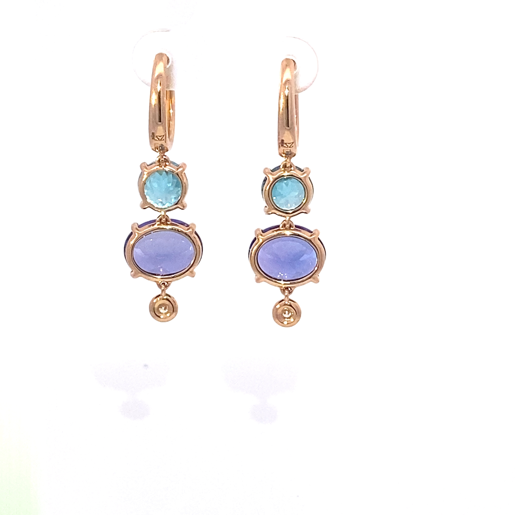 Tansanit Zirkon Brillant Ohrhänger 750er Rosegold...Knaller Farben 6.71 ct 4.84 ct 0.09 ct