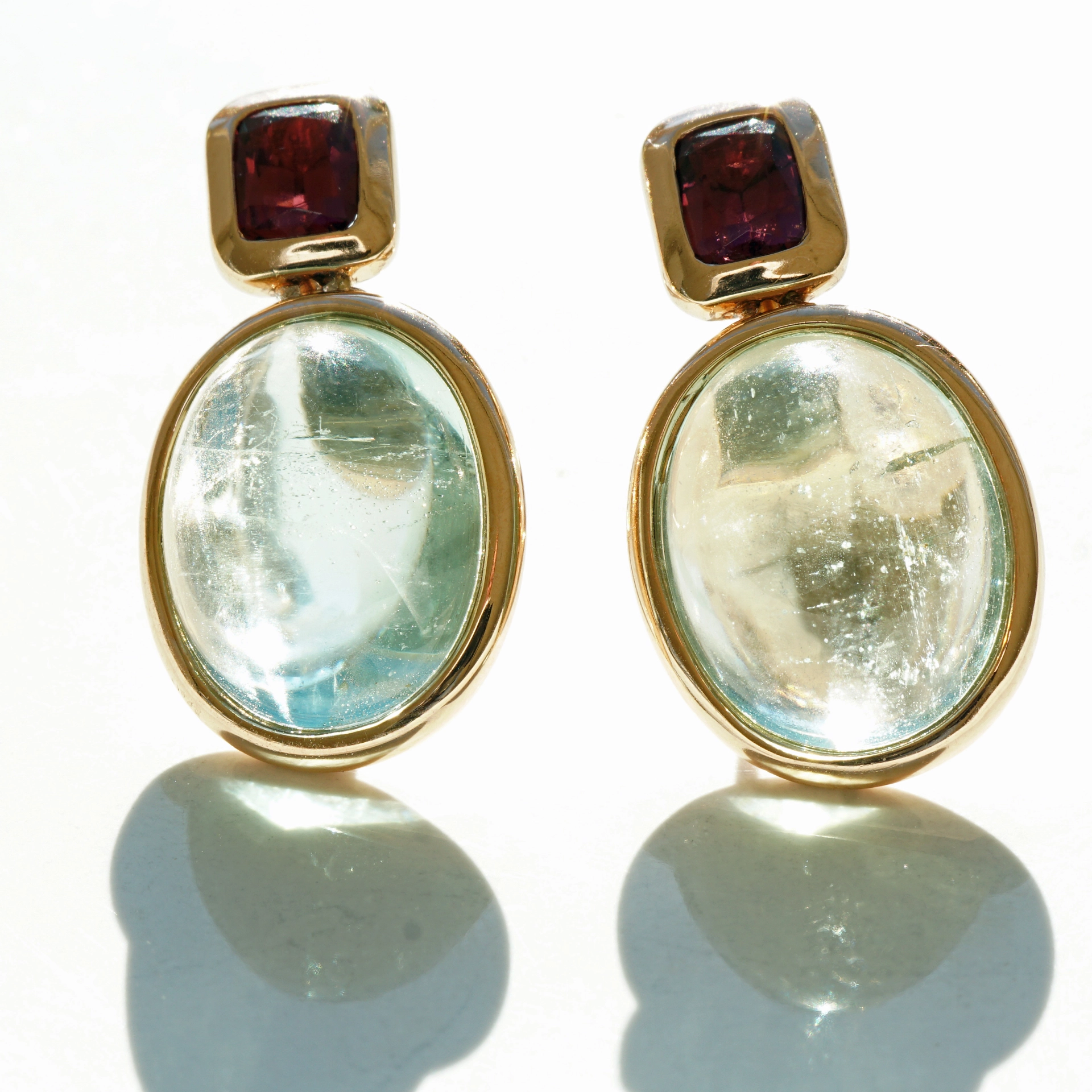 Aquamarin Turmalin Ohrstecker Clip 750er Rosegold....Hey Maria Callas