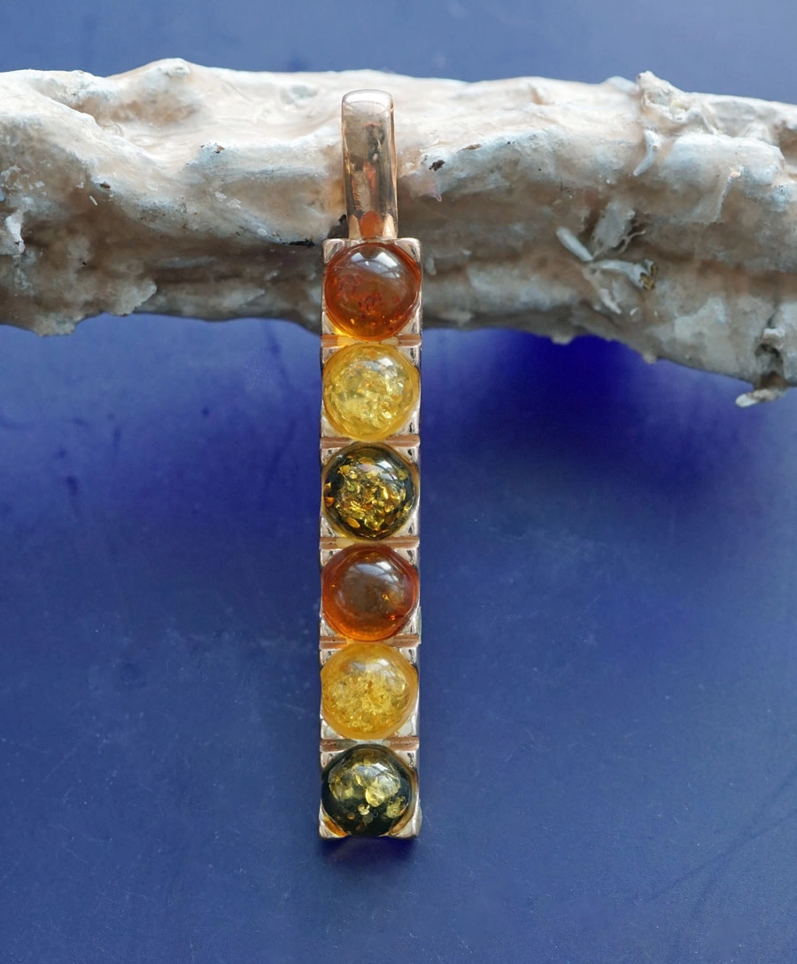 Anhänger Zauberstab 925er Silber silber oder rosevergoldet 49 x 7 mm Bernstein