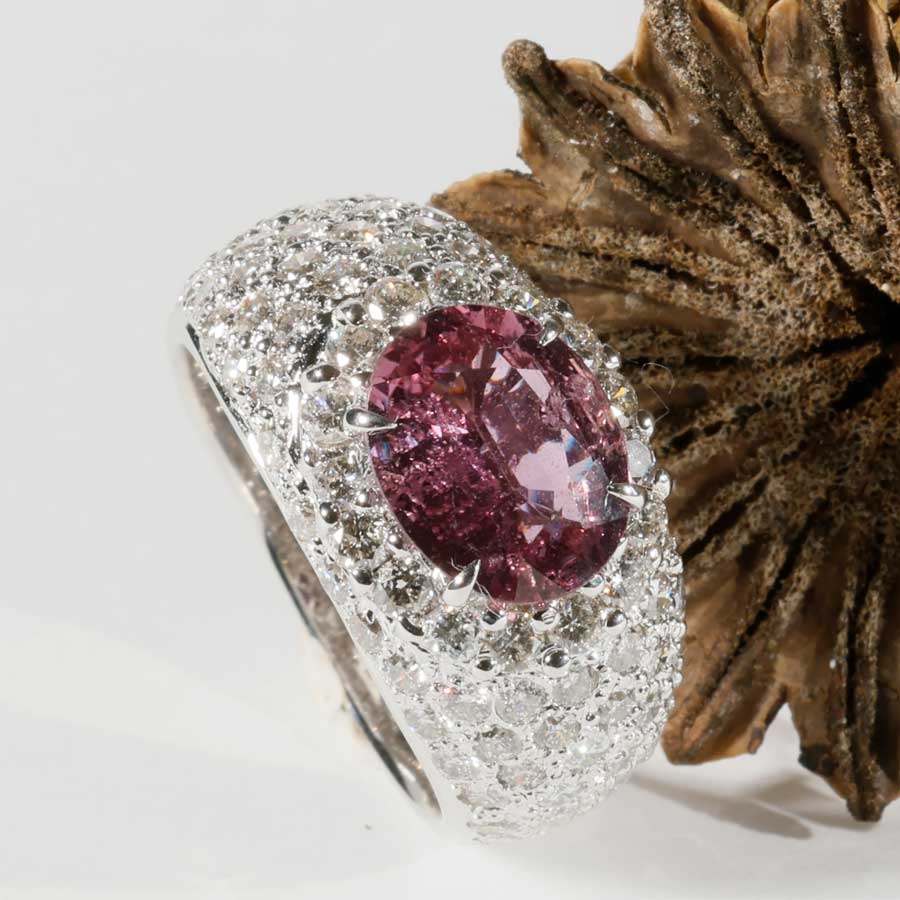 Ring Saphir Brillant 2.50 ct 1.76 ct so gross und so lebhaft pink ... TW VS  750er Weissgold