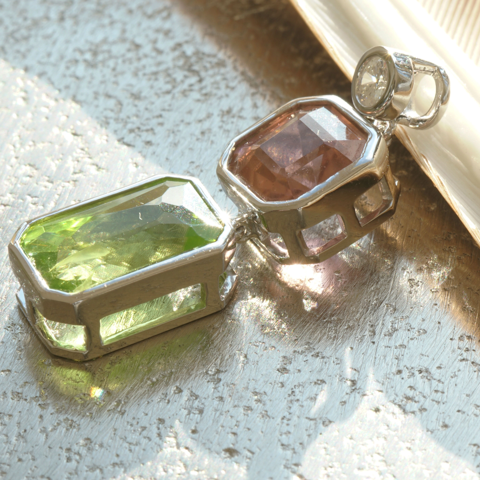 Turmalin Brillant Peridot Anhänger 750er Weissgold TOP FARBEN Afghanistan