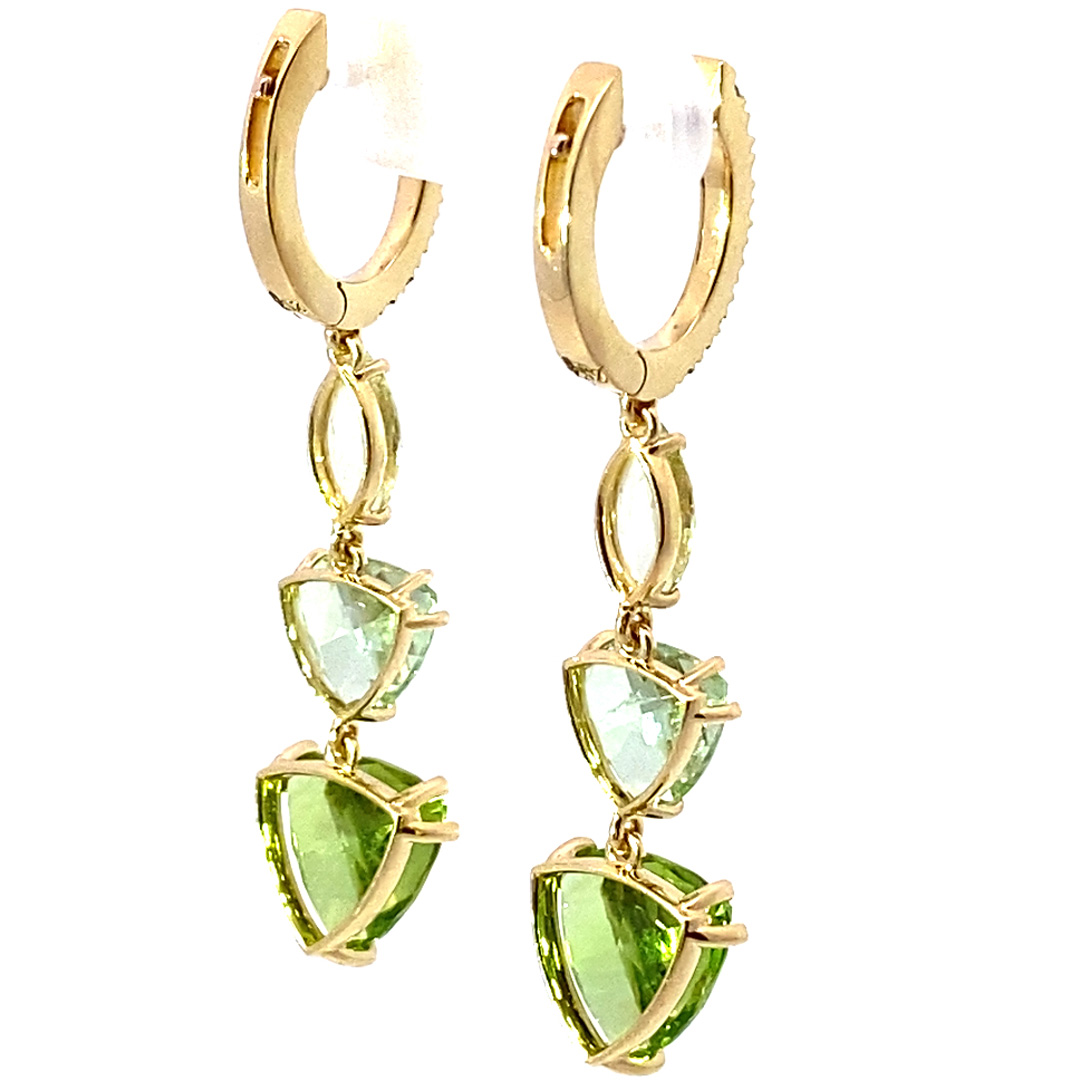 Chrysoberyll Turmalin Peridot Brillant Ohrhänger 750er Gelbgold 10 ct AAA+...unglaubliches fragiles Farbenspiel