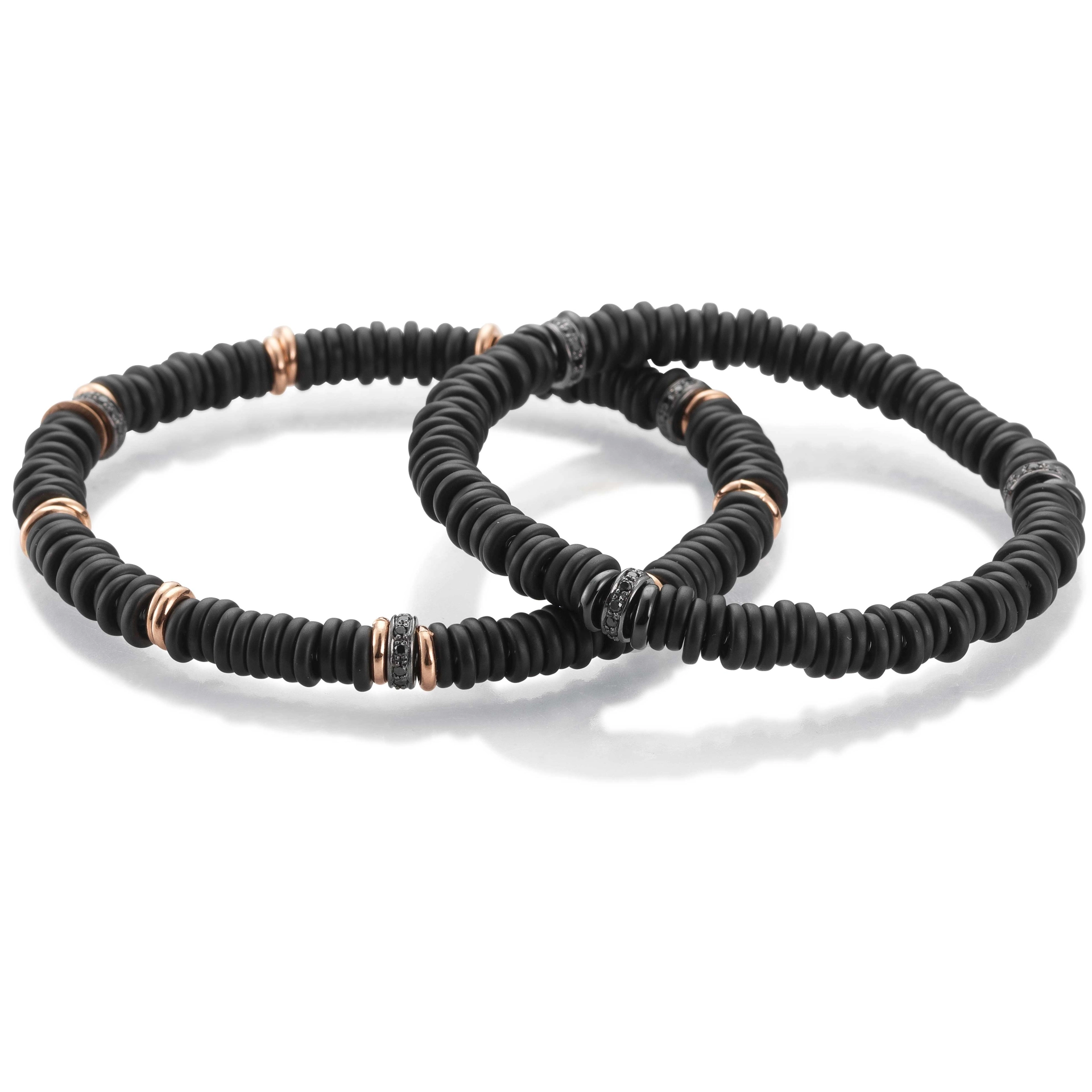 Brillant Armband LOOP Keramik schwarz facettiert 0.33 ct 750 Rosegold von Silhouette Schmuck Bentner
