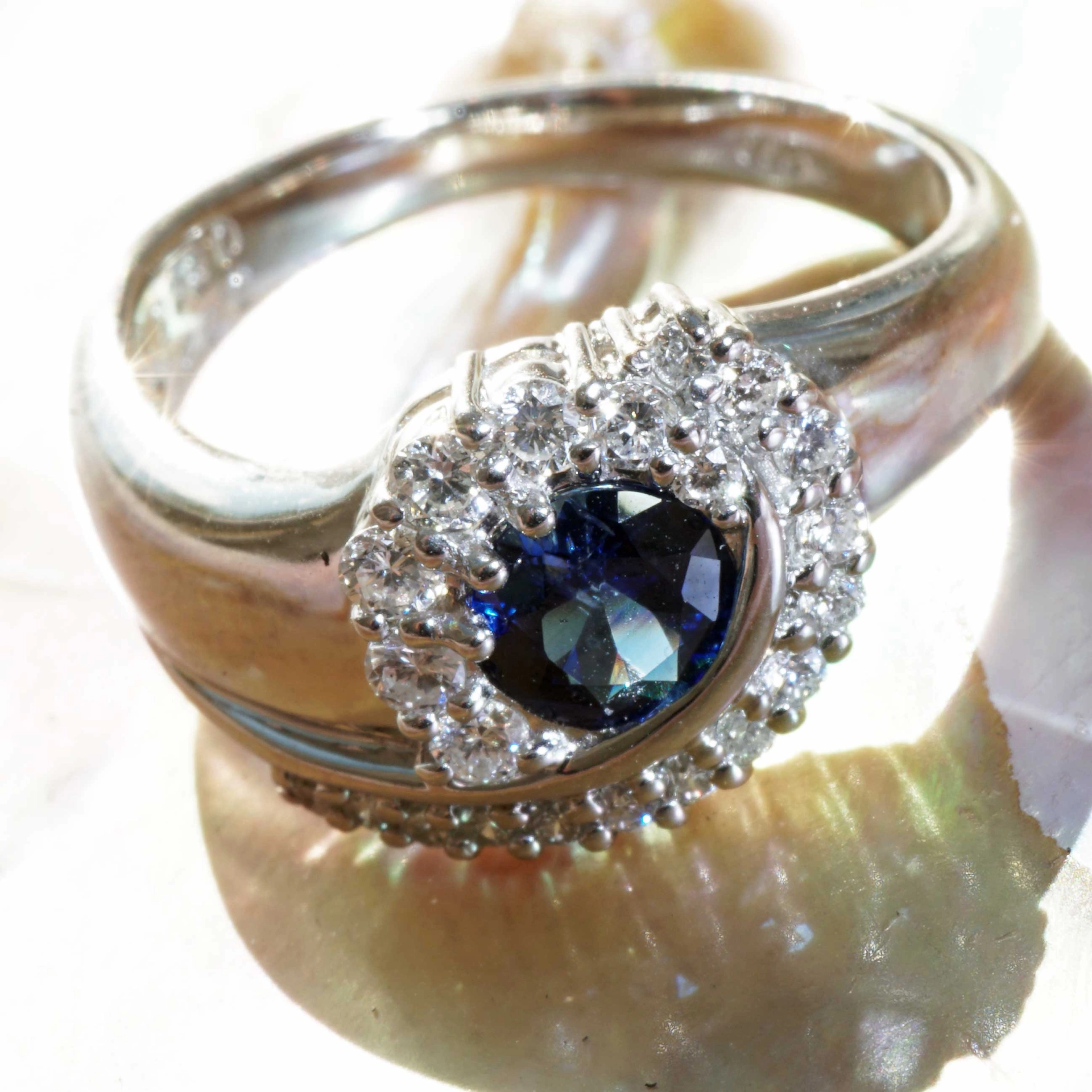 Saphir Brillant Ring 900er Platin 0.62  ct 0.345 ct .....feinster Saphir und Brillanten in Platin