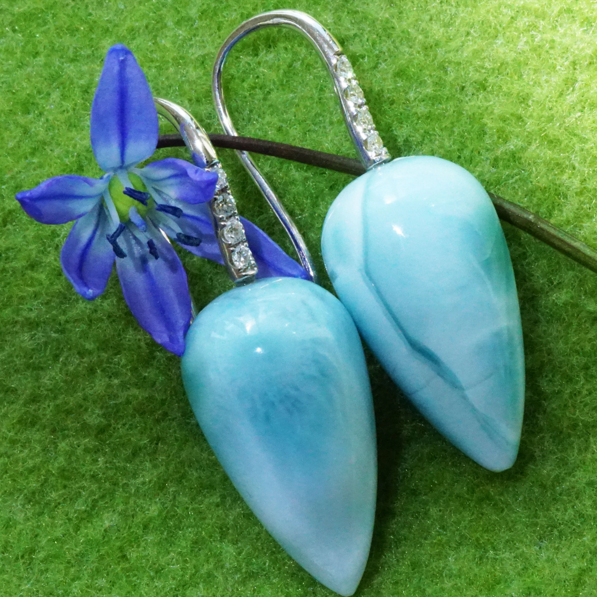 Larimar Brillant Ohrhänger 750er Weissgold...Karibik Feeling