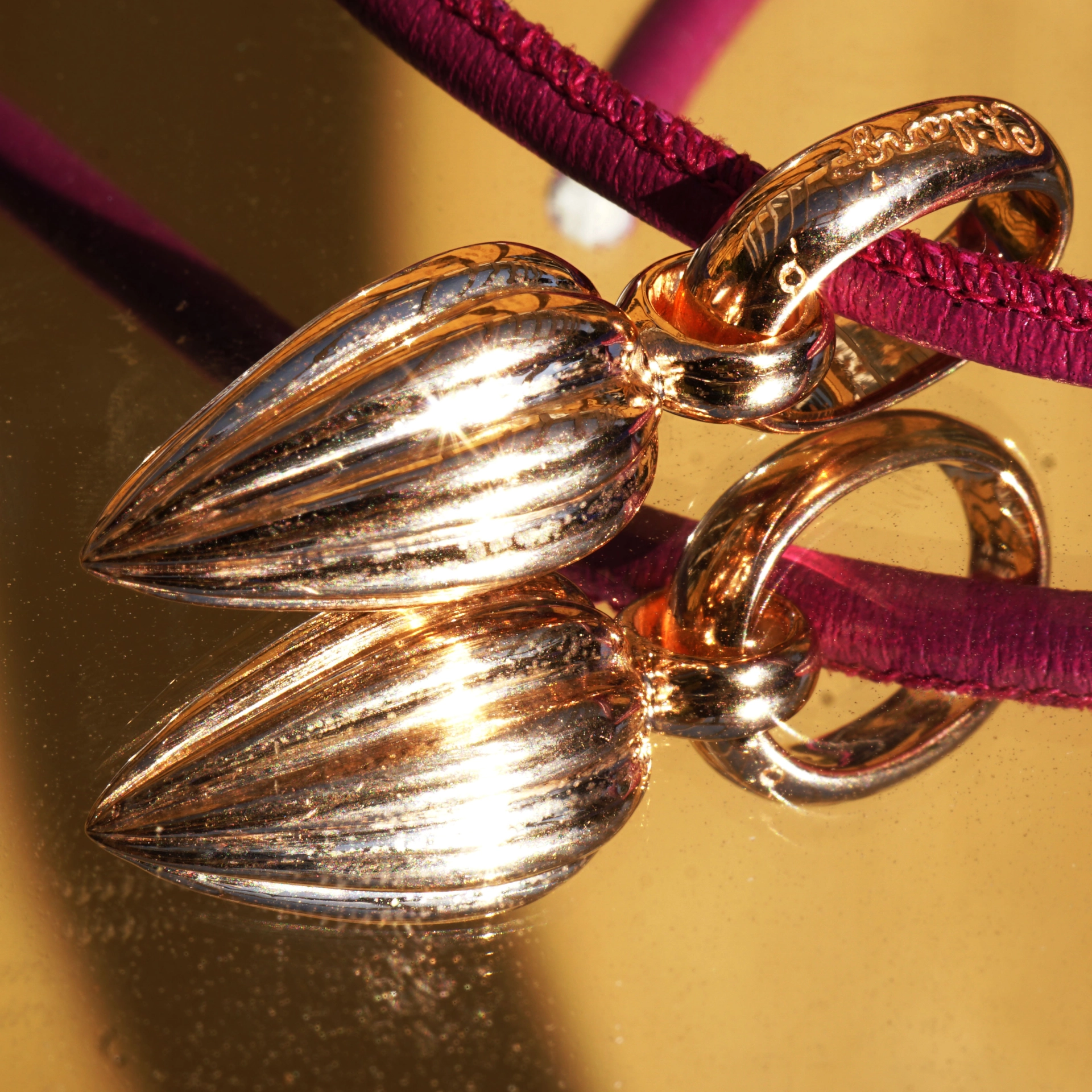 Chilango Anhänger Stopper 925er Silber Pink Gold Plated 43 x 13 mm Lotusblume