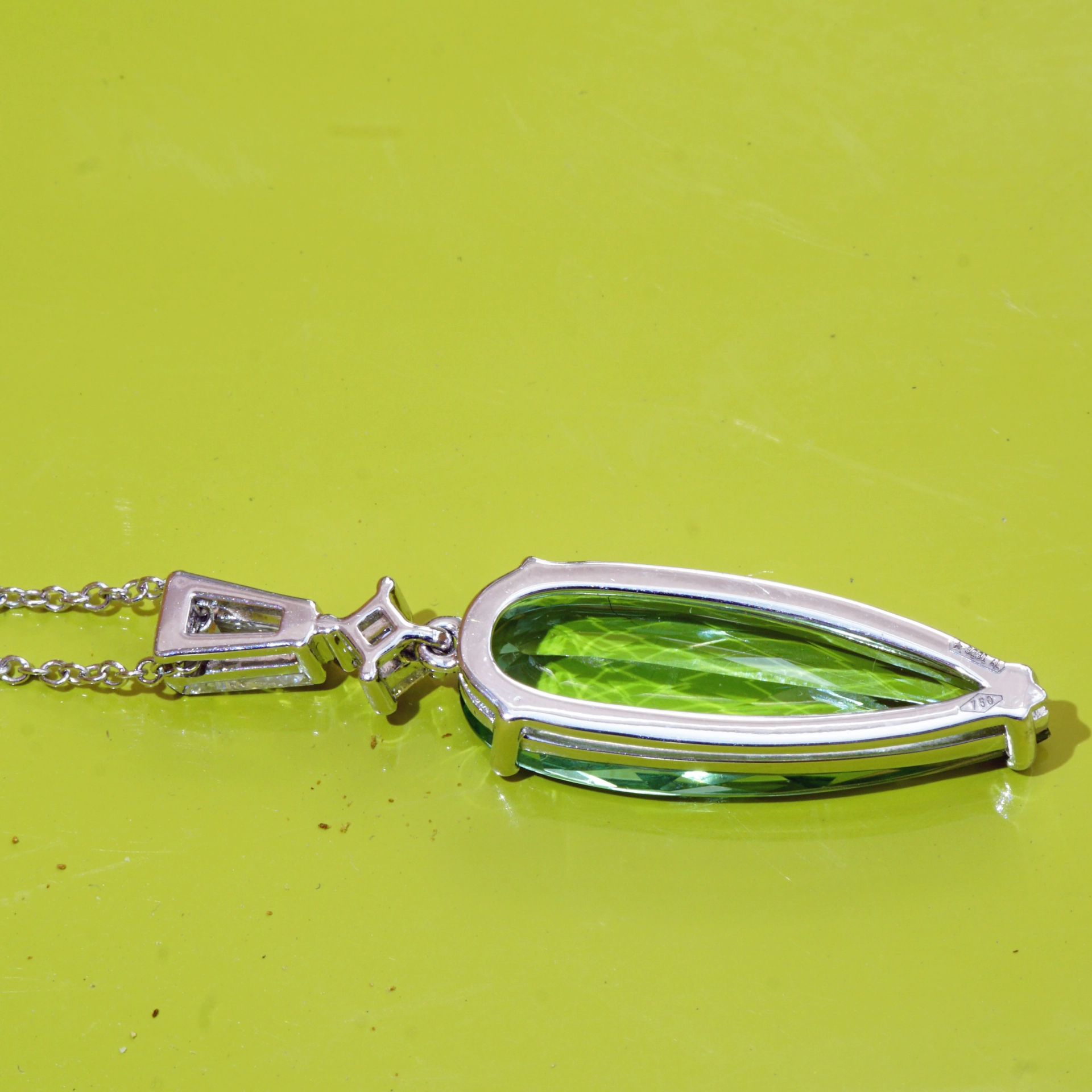 Turmalin Brillant Collier 750er Weissgold 3.4 ct 0.25 ct MEER SCHAUMGRÜN Mint...ich träume von Edels