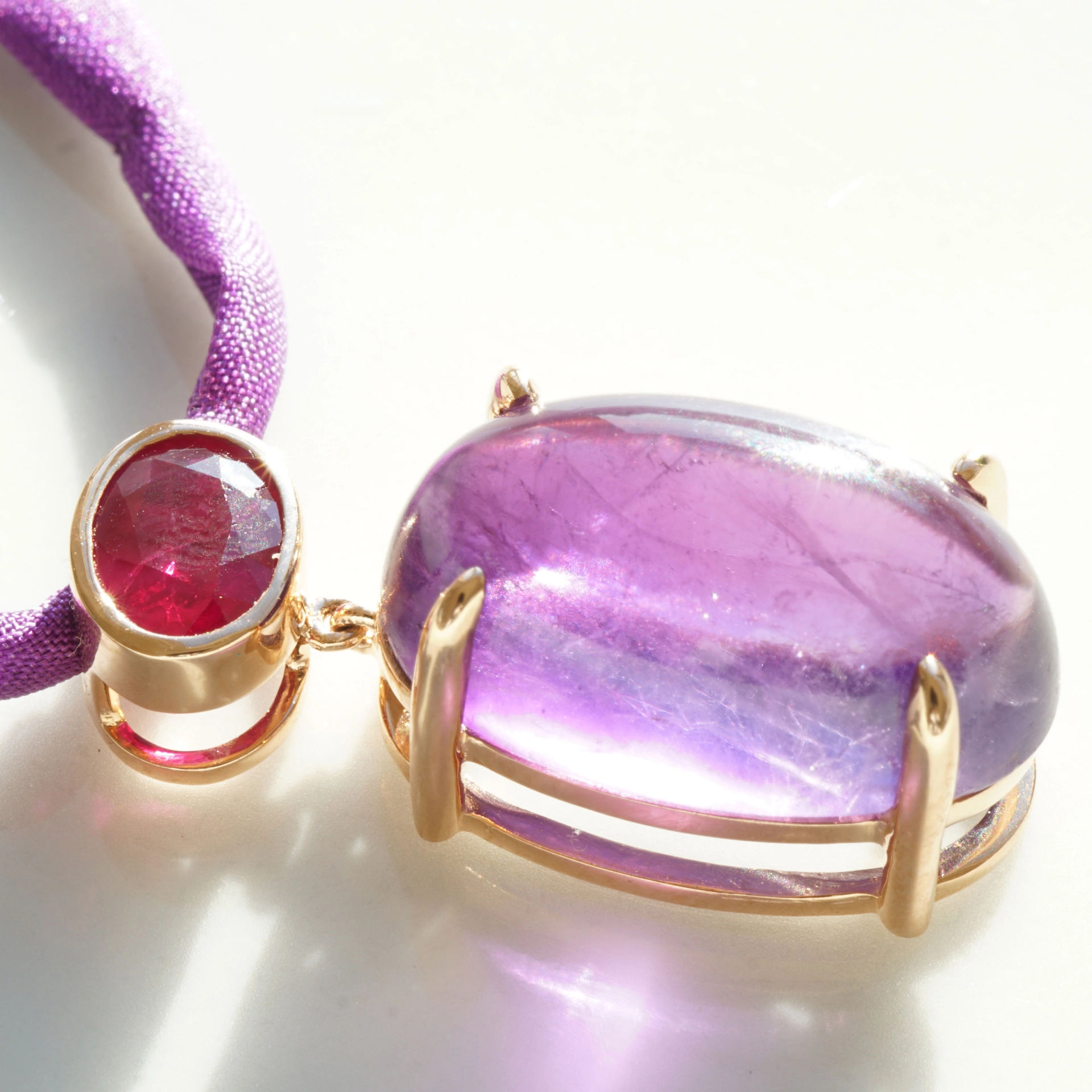 Rubin Amethyst Anhänger 750er Rosegold 1.06 ct 10.13 ct BURMA TOLLE FARBKOMBI